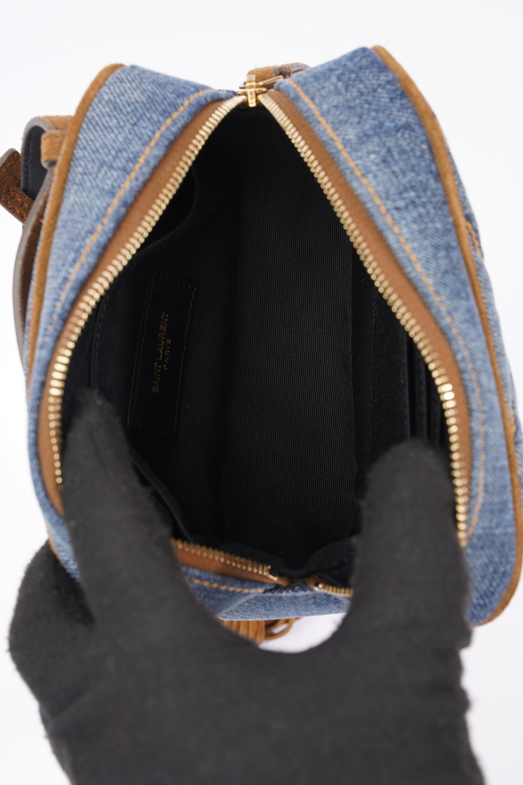 Saint Laurent Lou Belt Bag Denim / Brown Denim