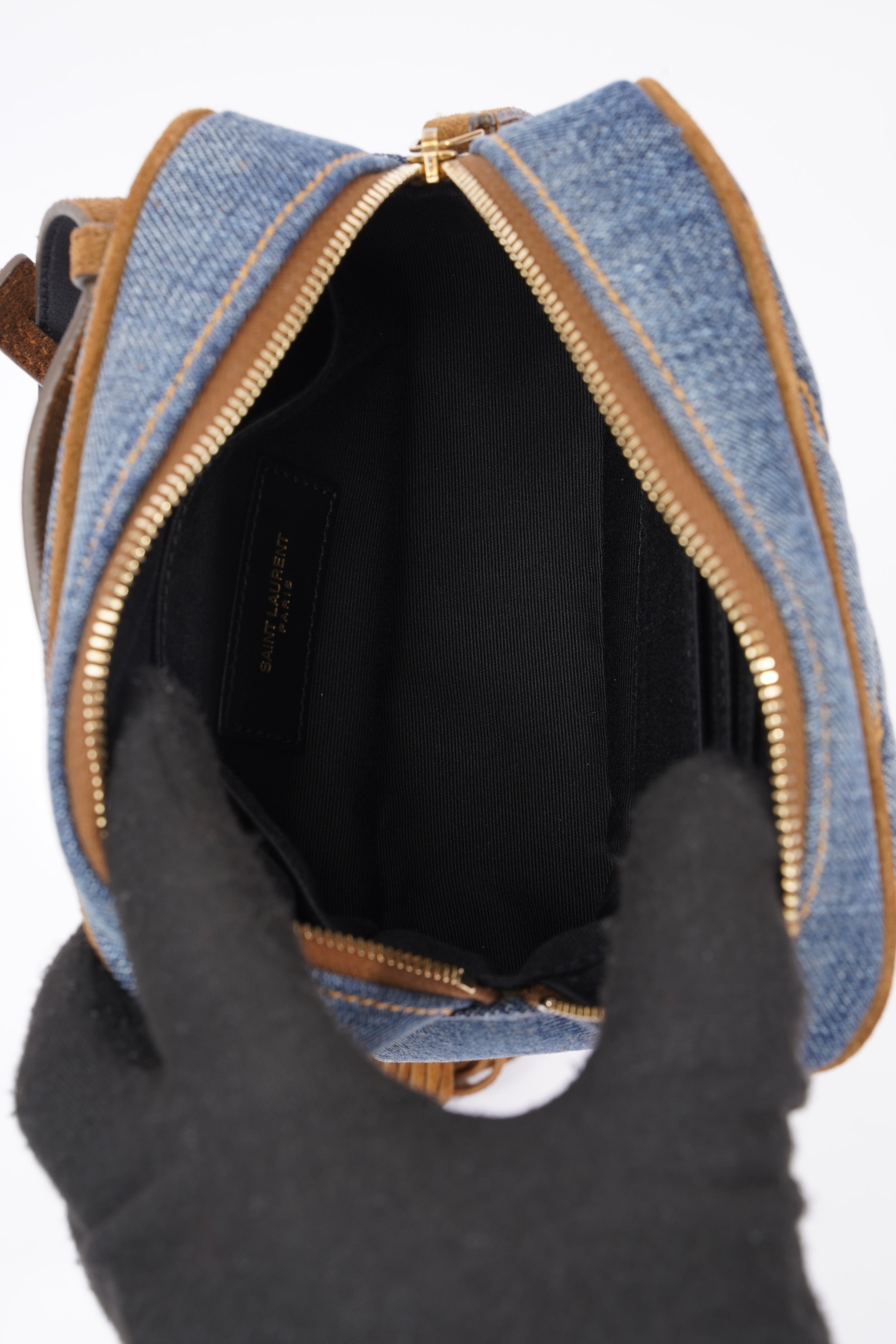 Saint Laurent Lou Belt Bag Denim / Brown Denim