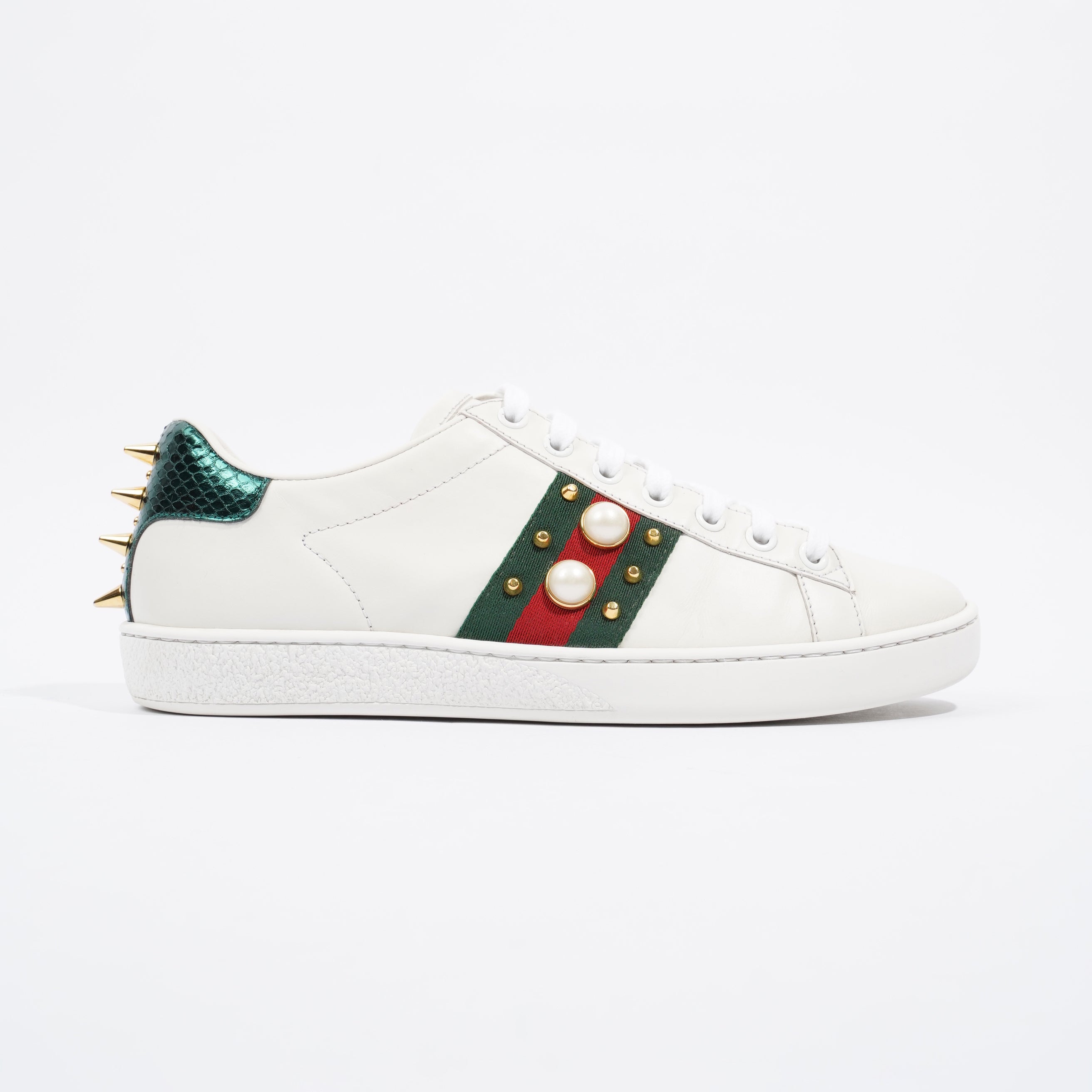 Gucci Ace Studded White / Red / Green Leather EU 37 UK 4