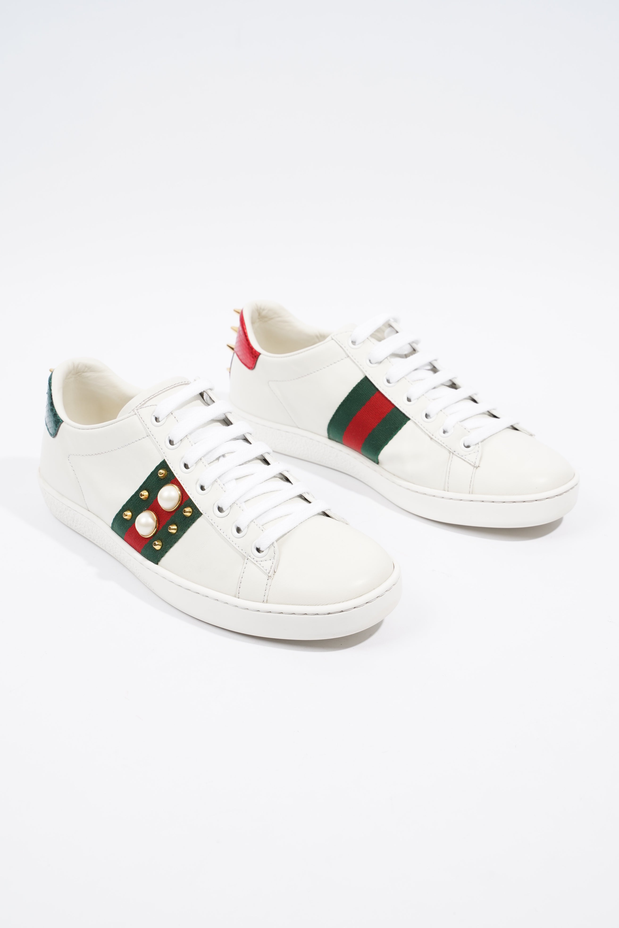 Gucci Ace Studded White / Red / Green Leather EU 37 UK 4