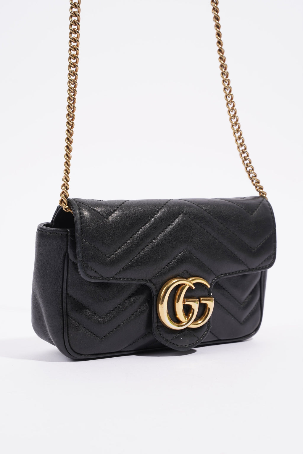 Gucci Marmont Flap Black Matelasse Leather Super Mini