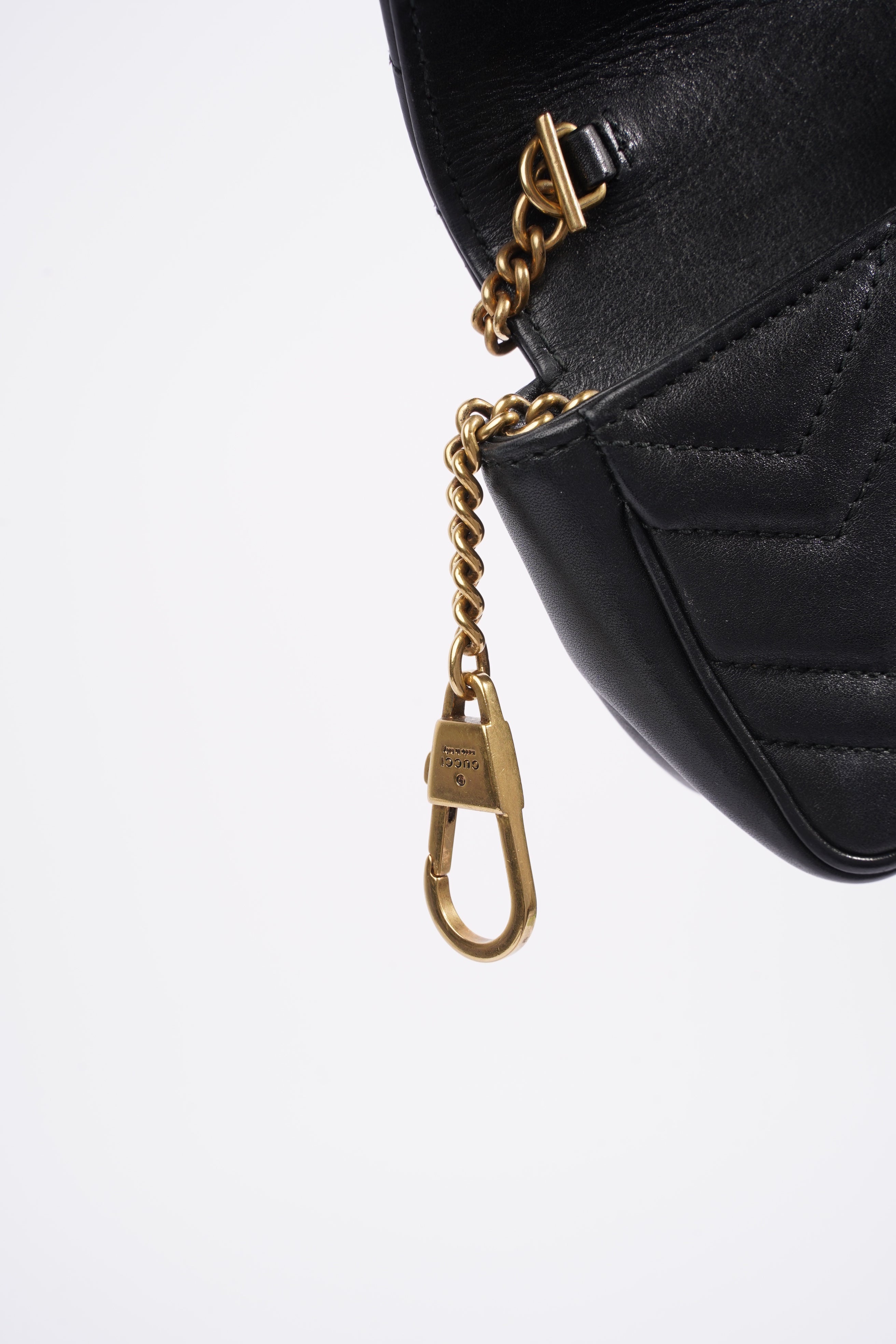 Gucci Marmont Flap Black Matelasse Leather Super Mini
