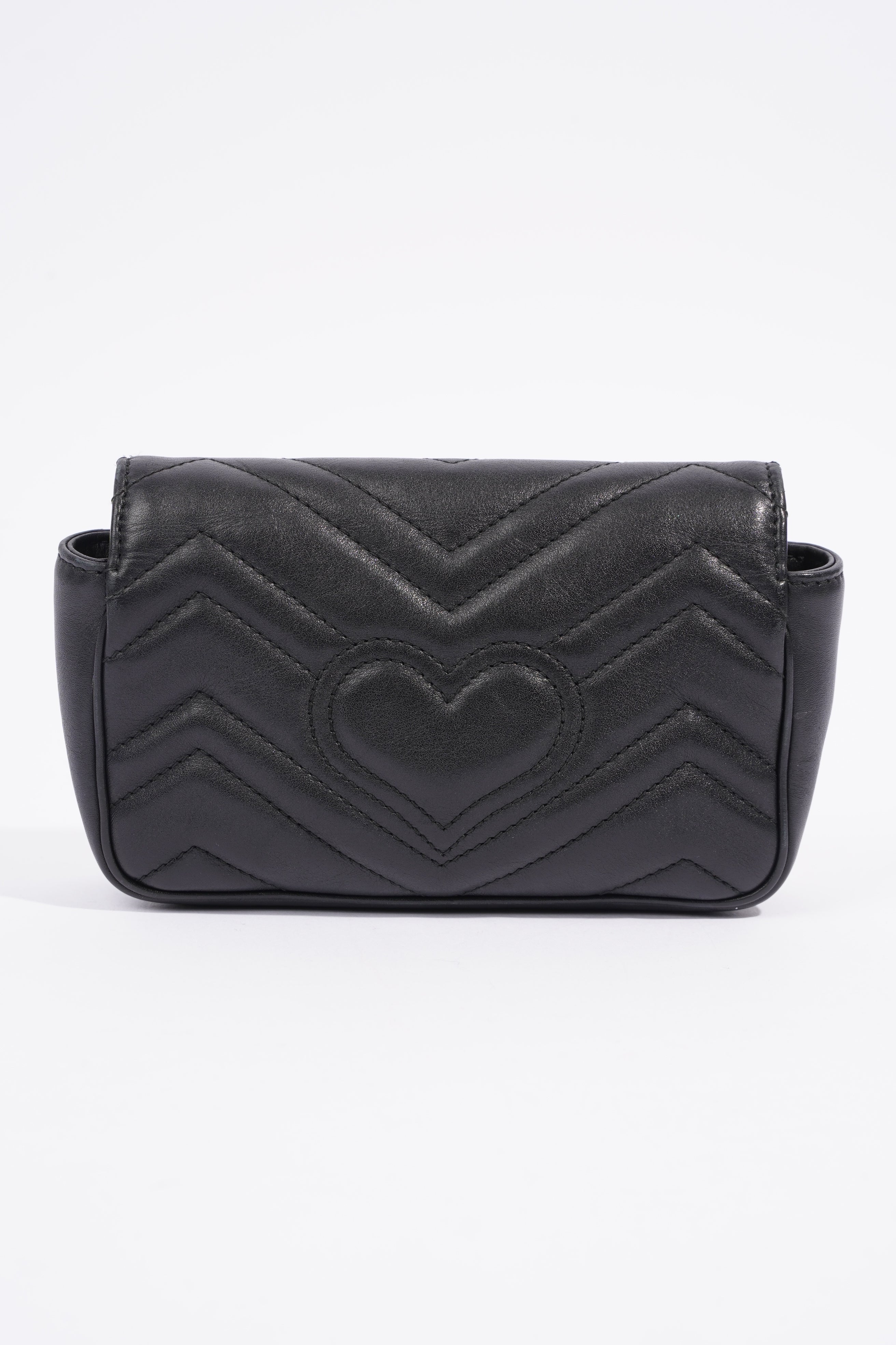 Gucci Marmont Flap Black Matelasse Leather Super Mini