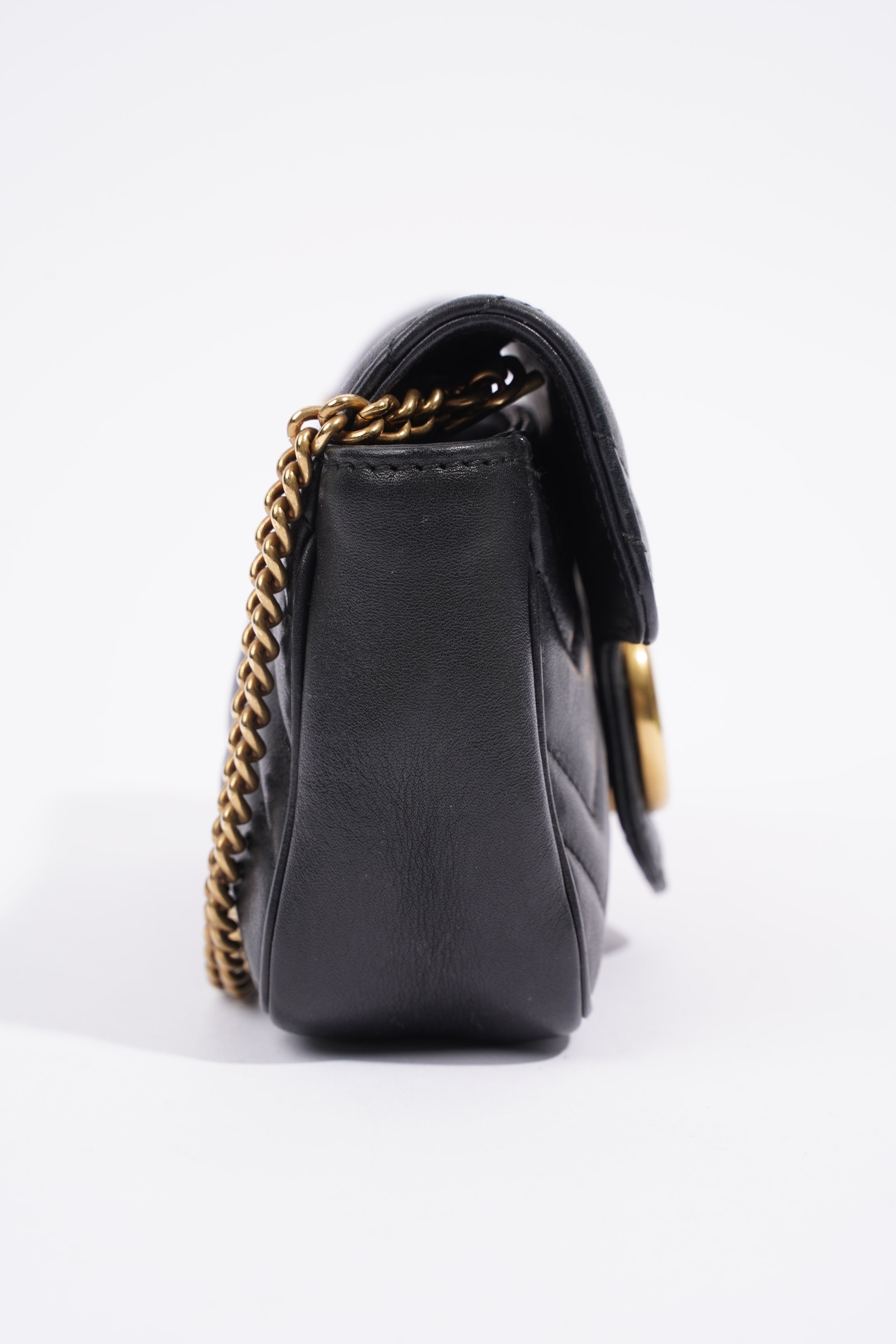 Gucci Marmont Flap Black Matelasse Leather Super Mini