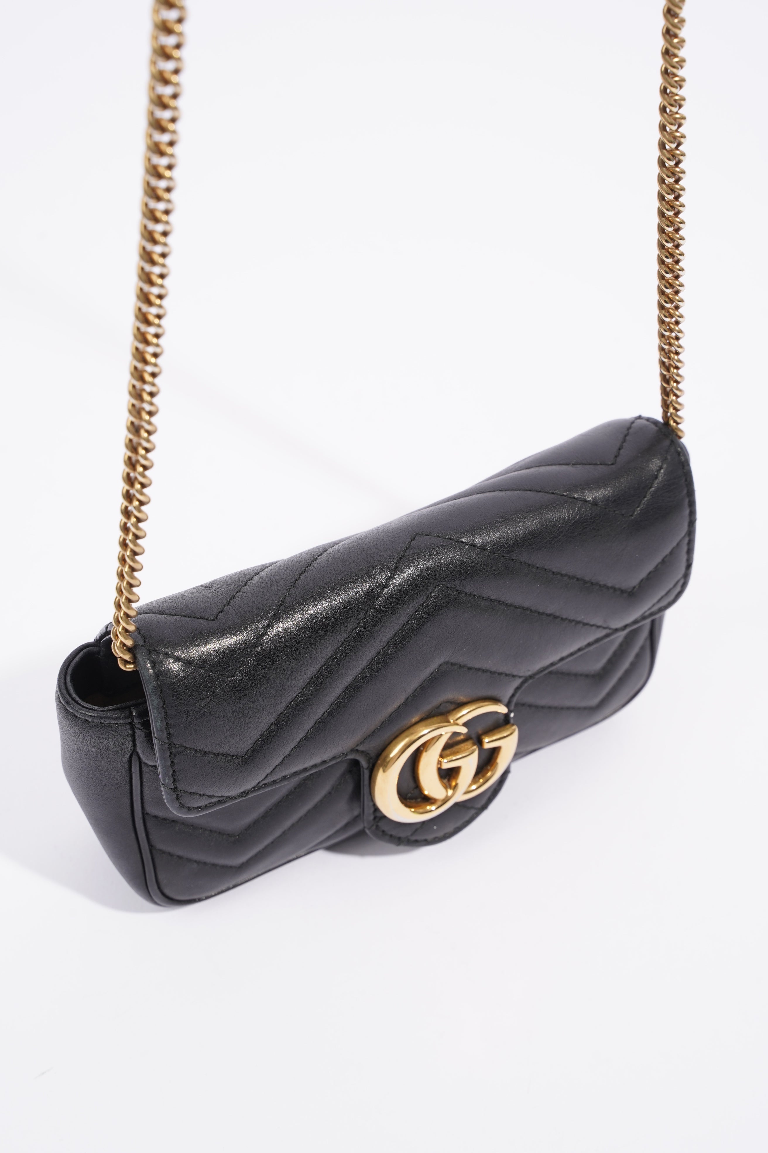 Gucci Marmont Flap Black Matelasse Leather Super Mini