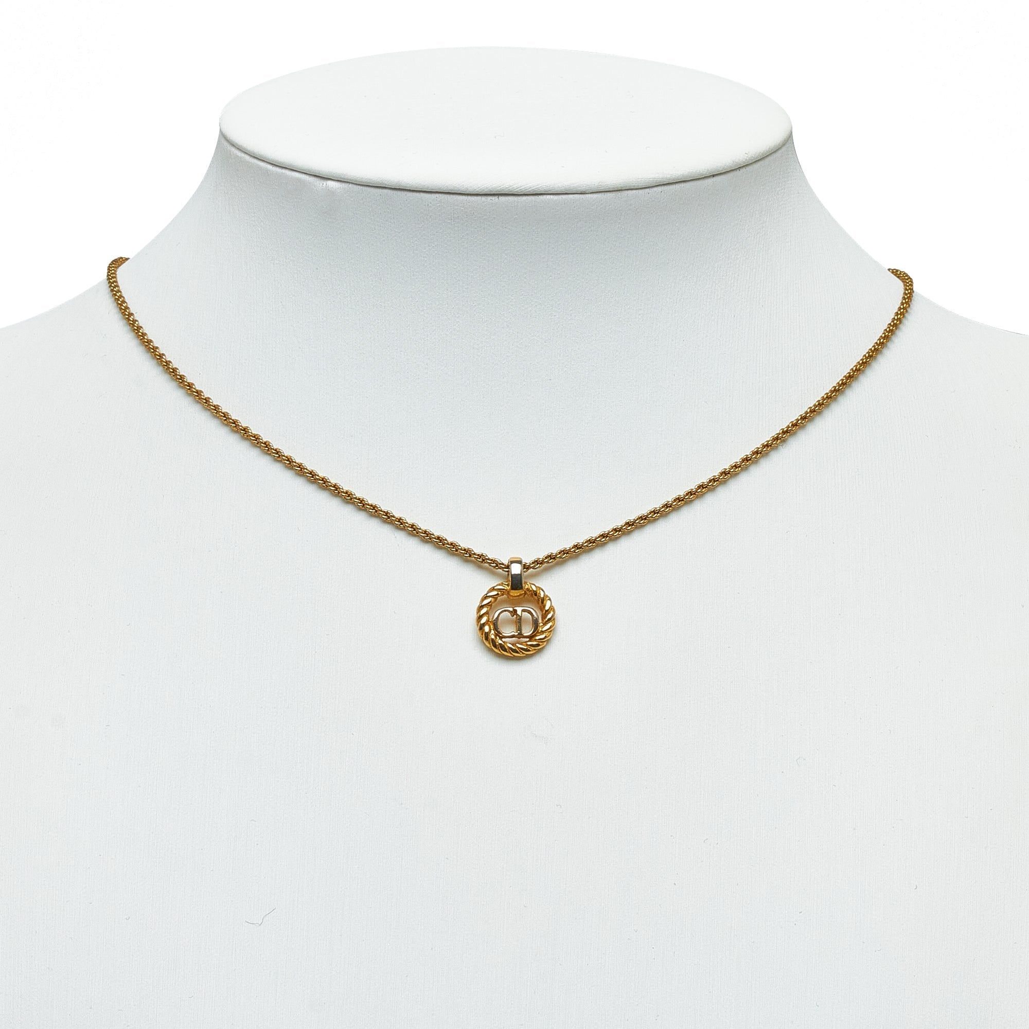 DIOR CD Logo Pendant Necklace Costume Necklace