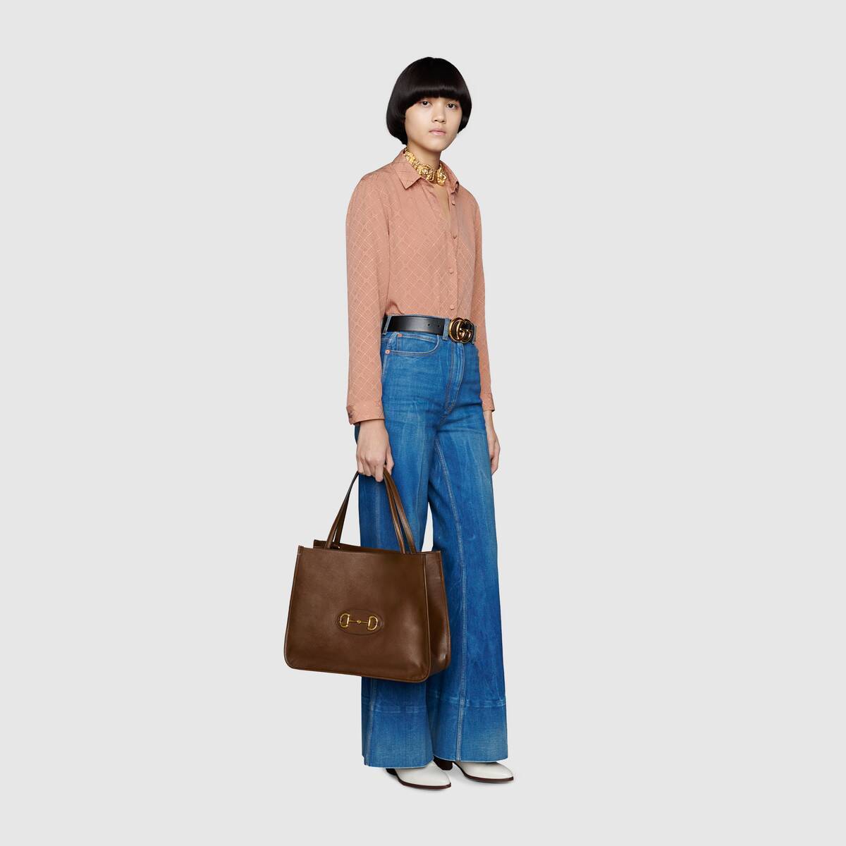 GUCCI 1955 HORSEBIT TOTE BAG BROWN