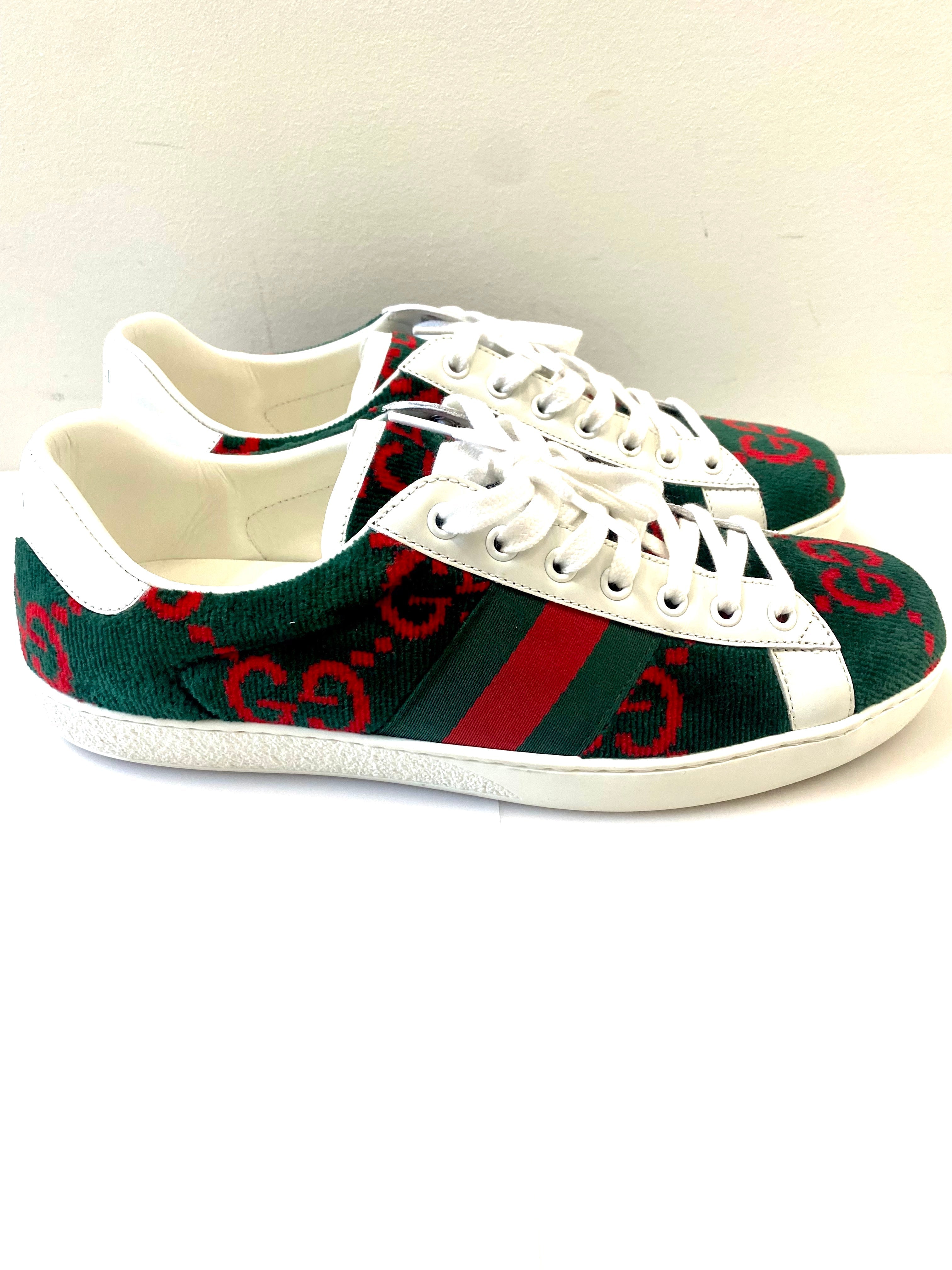 GUCCI ACE GG TERRY CLOTH WEB SNEAKERS