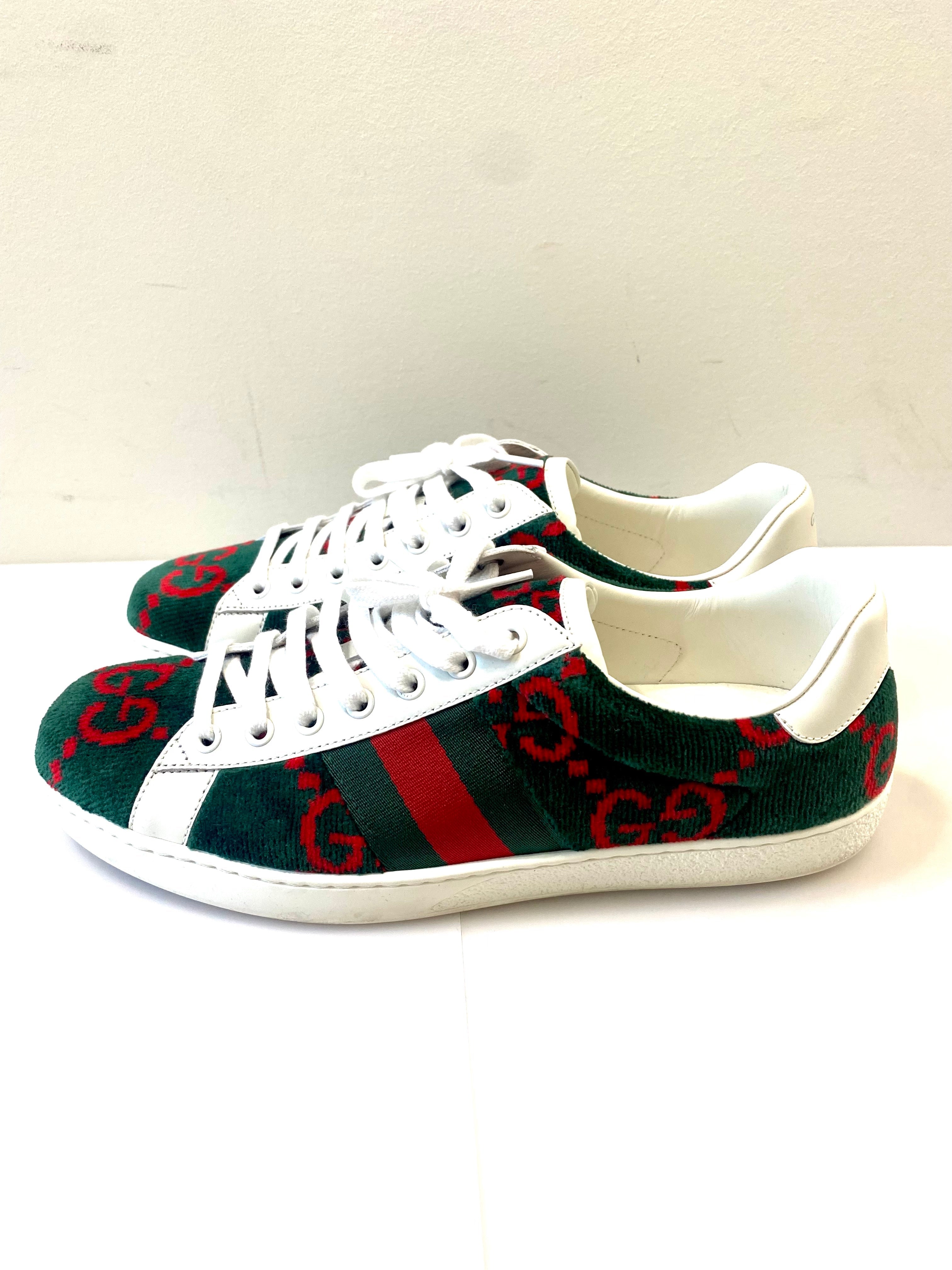 GUCCI ACE GG TERRY CLOTH WEB SNEAKERS