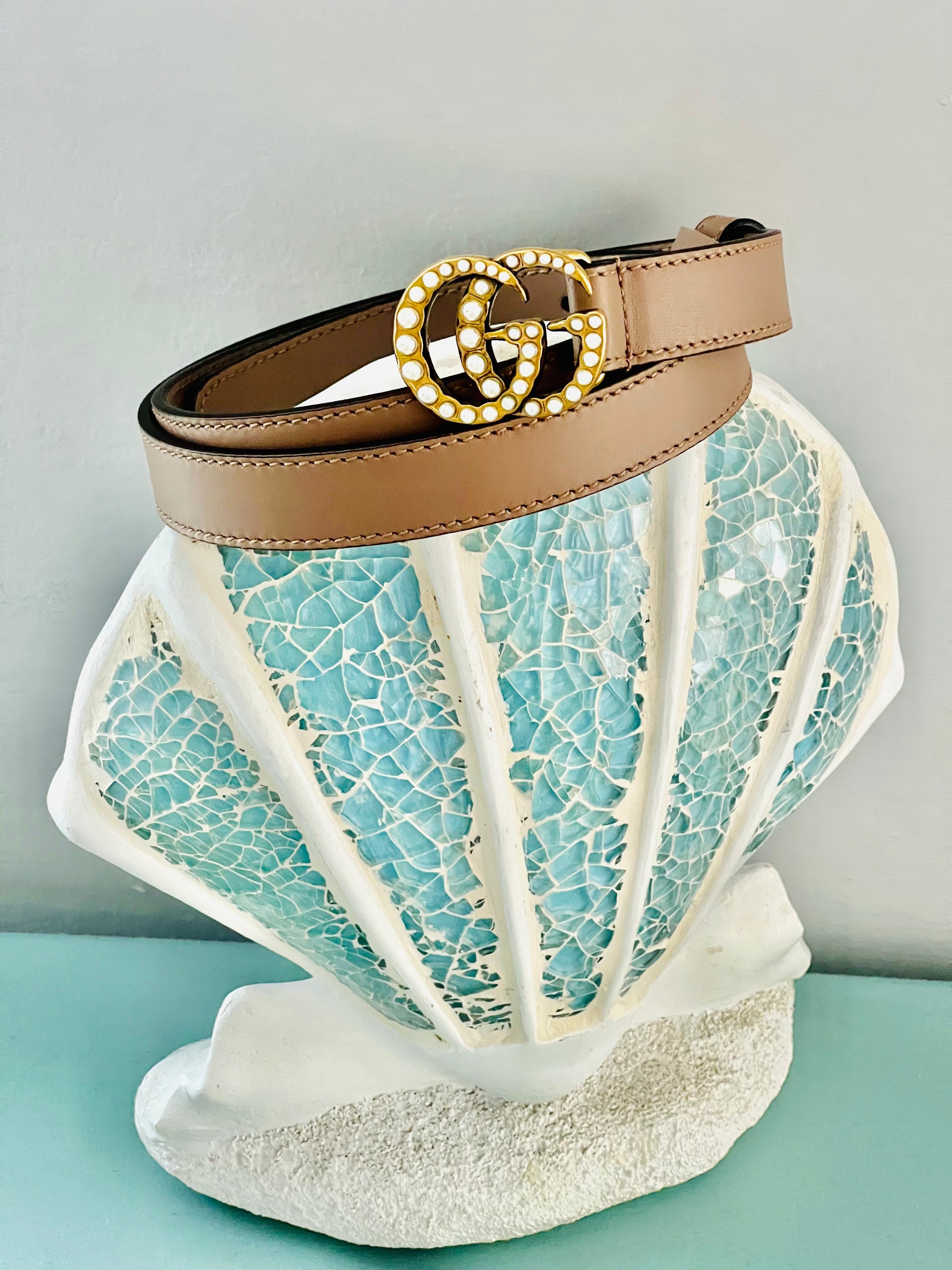 GUCCI CALFSKIN PEARL DOUBLE G 20MM BELT