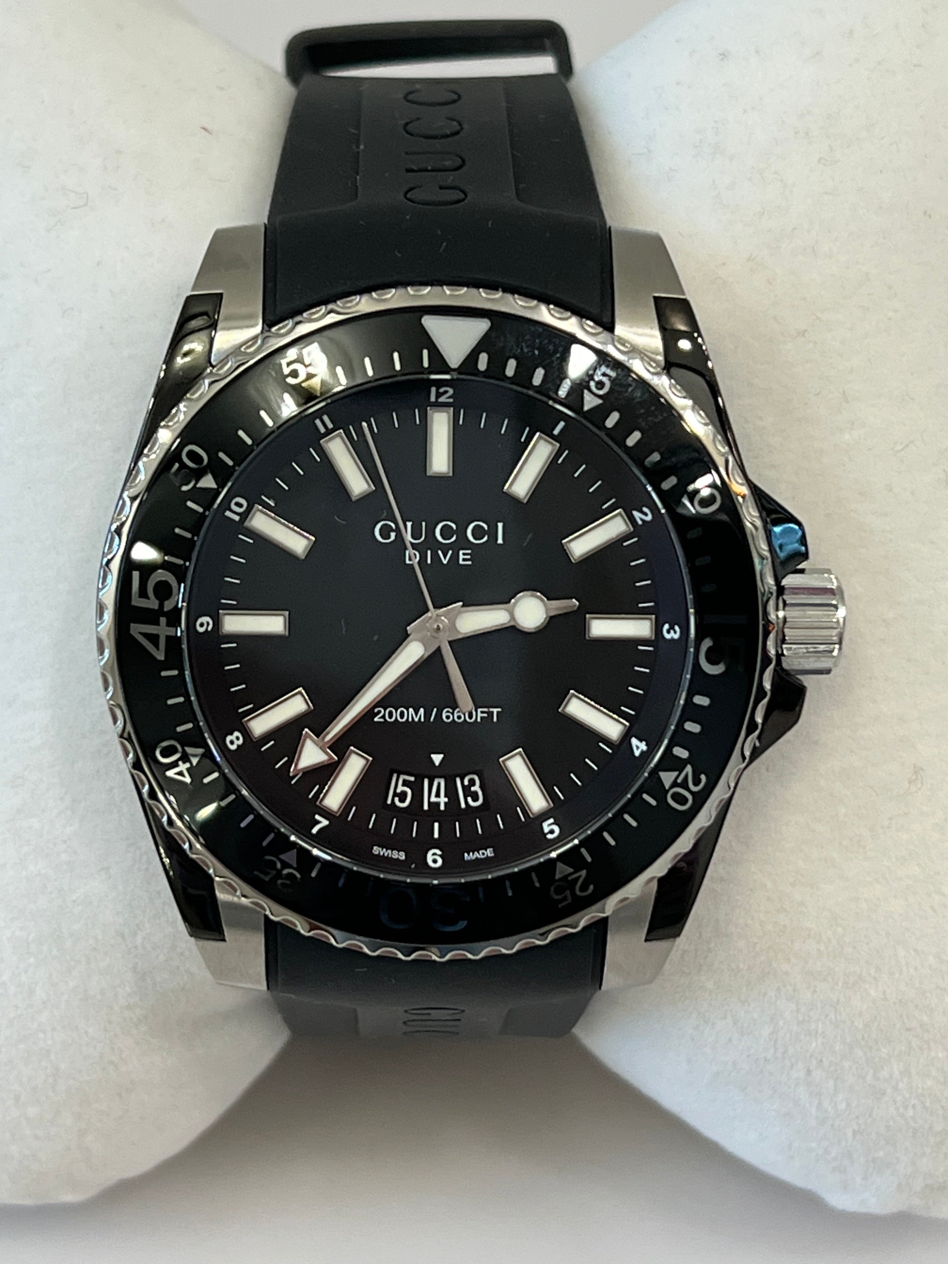 GUCCI DIVE MATTE BLACK DIAL WATCH