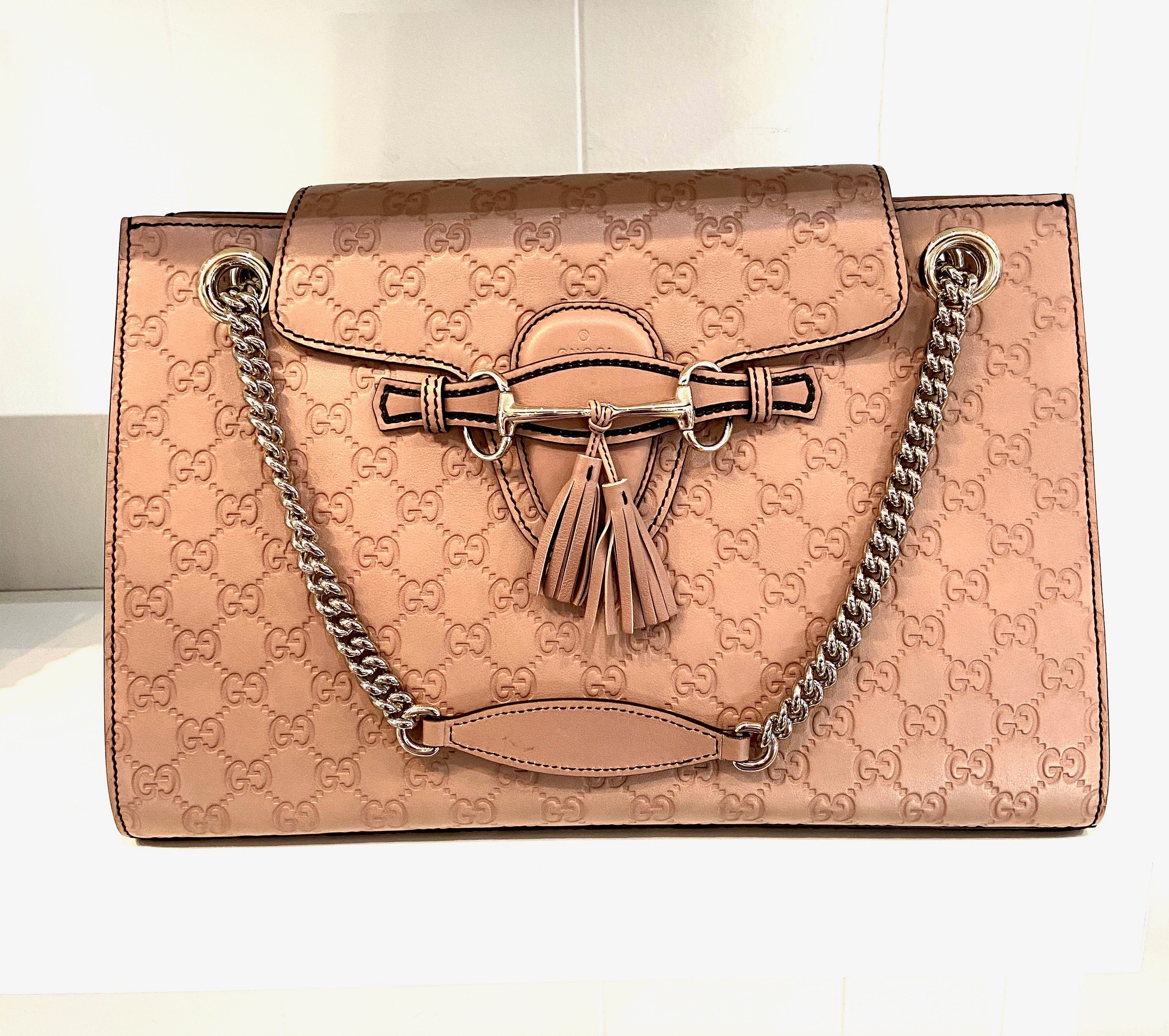 GUCCI GUCCISSIMA EMILY LARGE LEATHER CHAIN BAG
