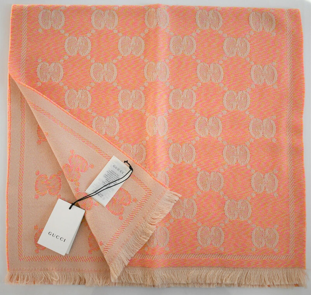 GUCCI GG JACQUARD WOOL SCARF SHAWL