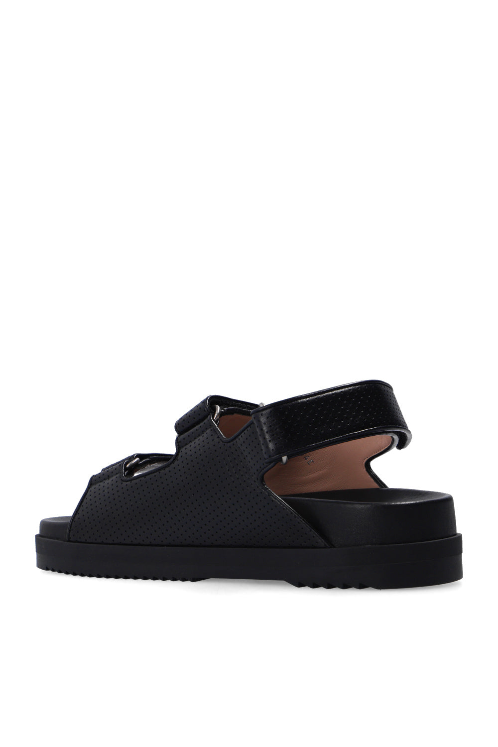 GUCCI GG BLACK LEATHER SANDALS WITH LOGO