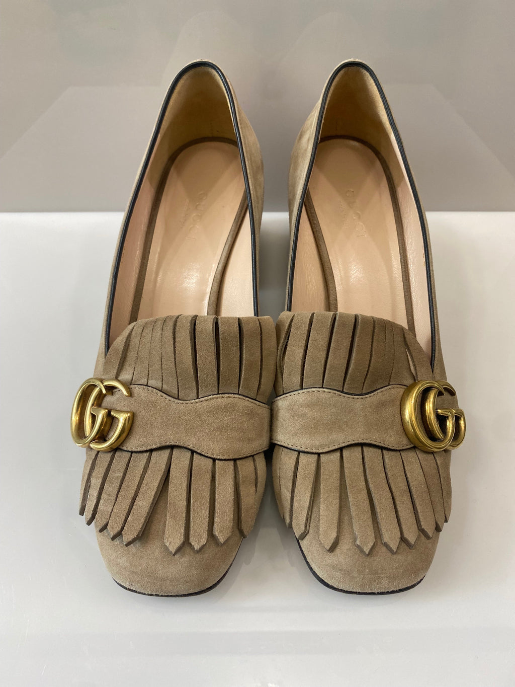 GUCCI GG MARMONT MID HEEL PUMPS