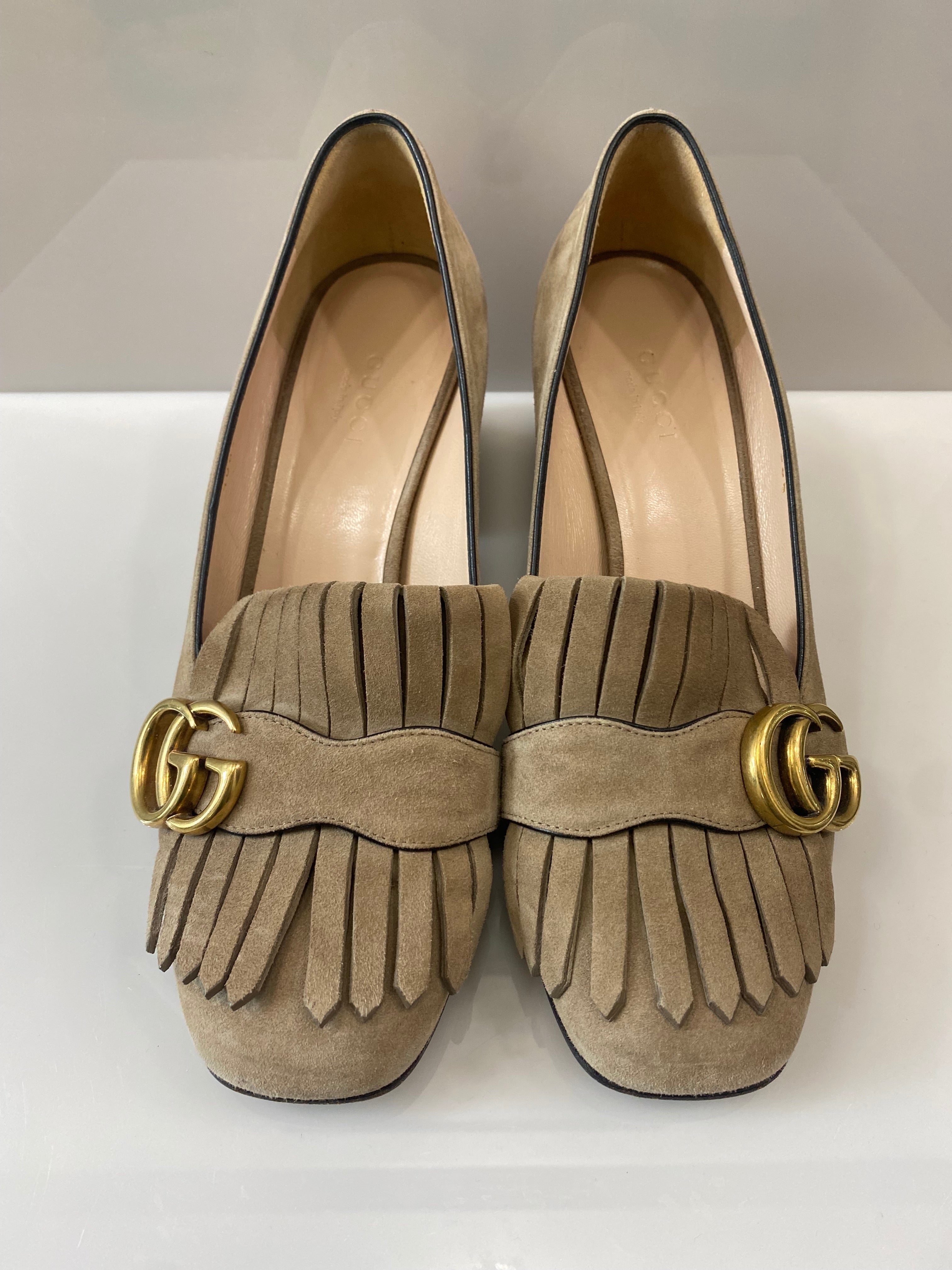 GUCCI GG MARMONT MID HEEL PUMPS