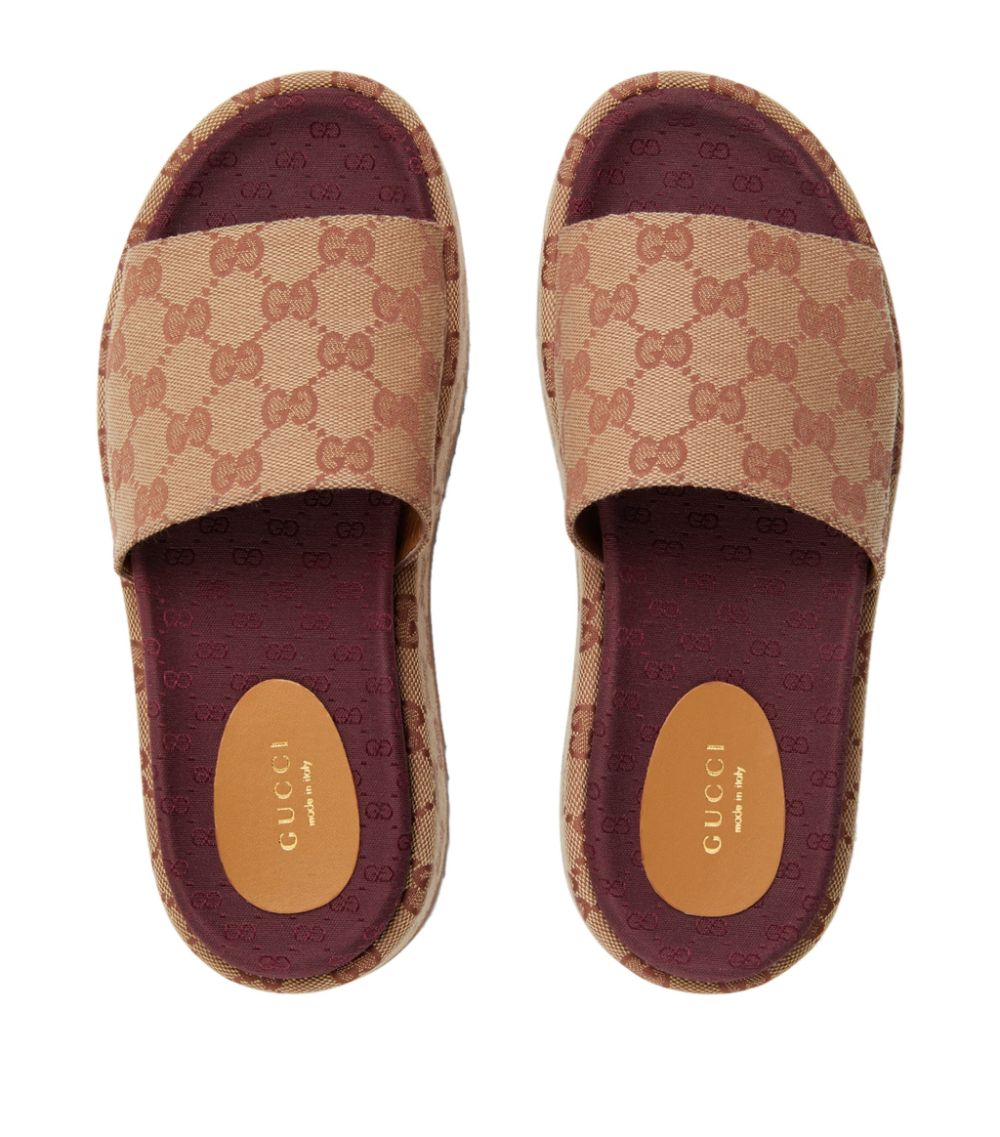 GUCCI GG SUPREME ANGELINA PLATFORM SLIDE SANDALS