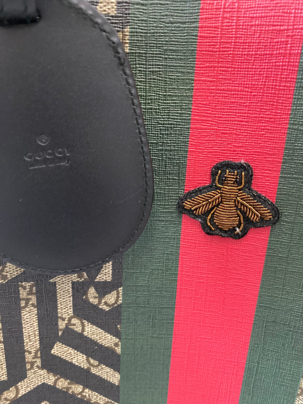 GUCCI GG SUPREME MONOGRAM CALEIDO WEB TOTE BAG