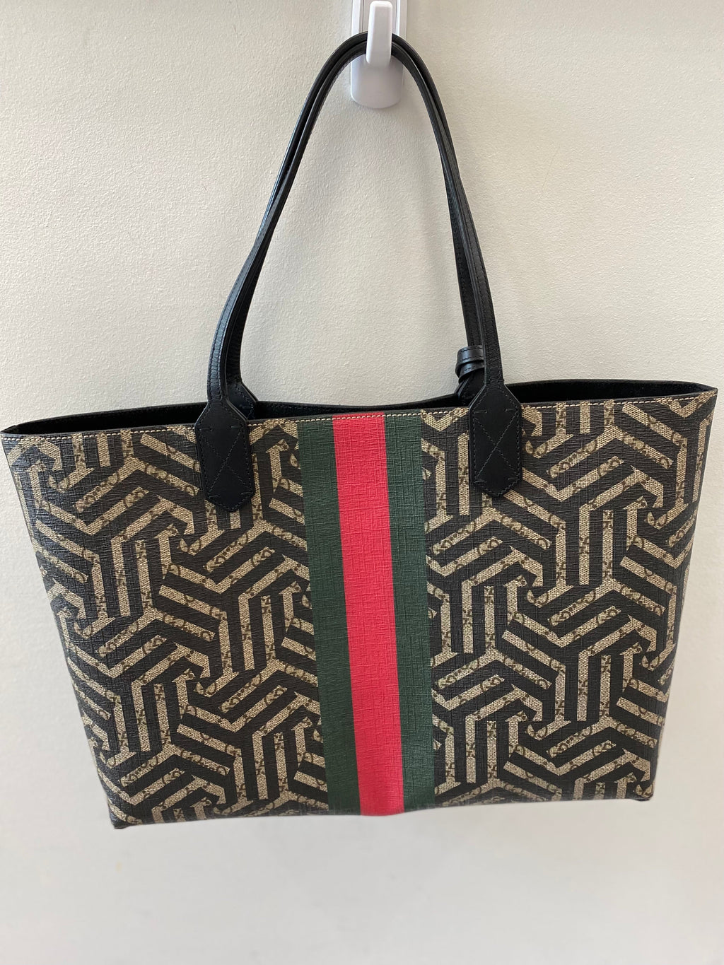 GUCCI GG SUPREME MONOGRAM CALEIDO WEB TOTE BAG