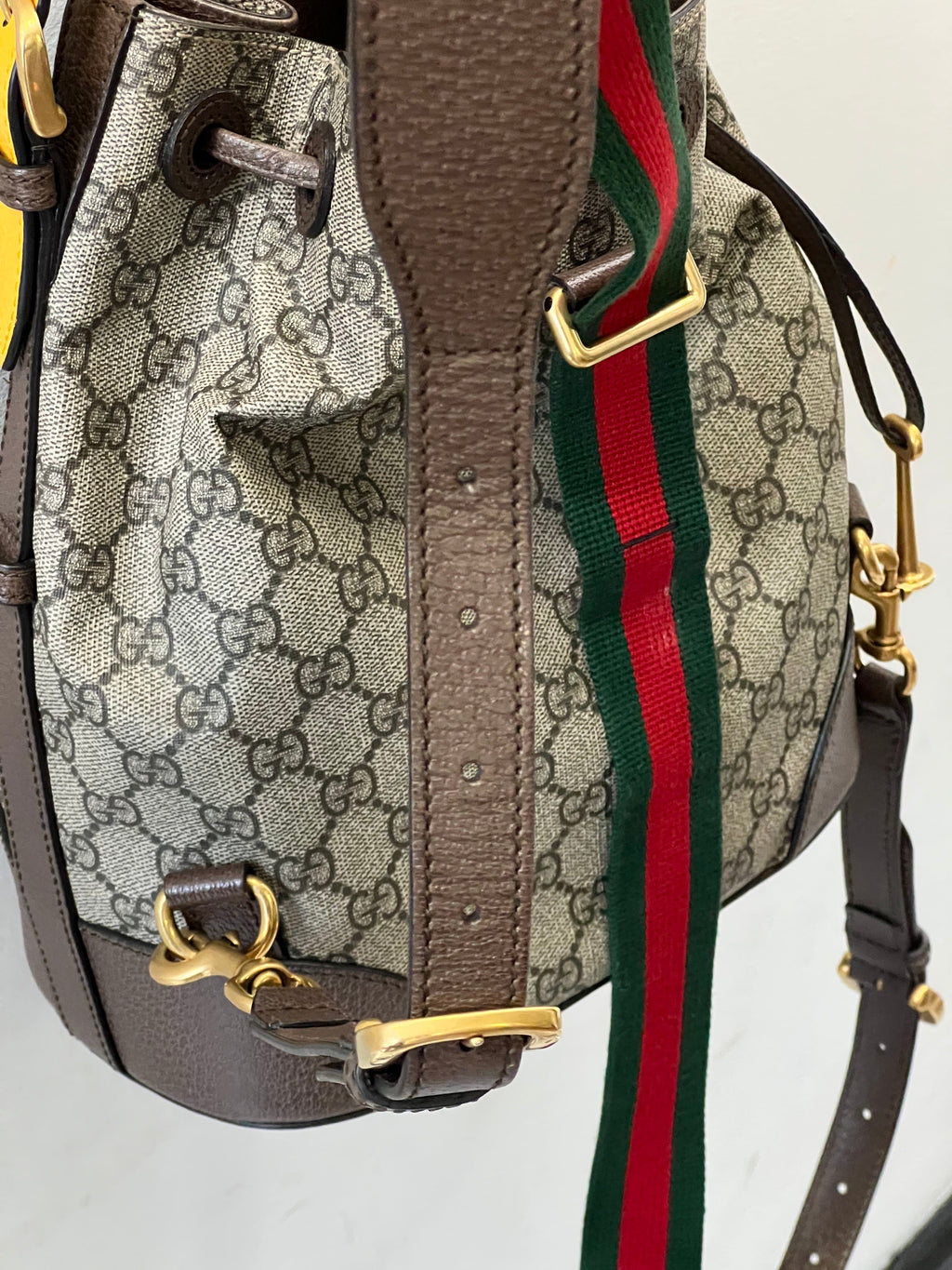 GUCCI GG SUPREME MONOGRAM NEO VINTAGE DRAWSTRING BUCKET BACKPACK