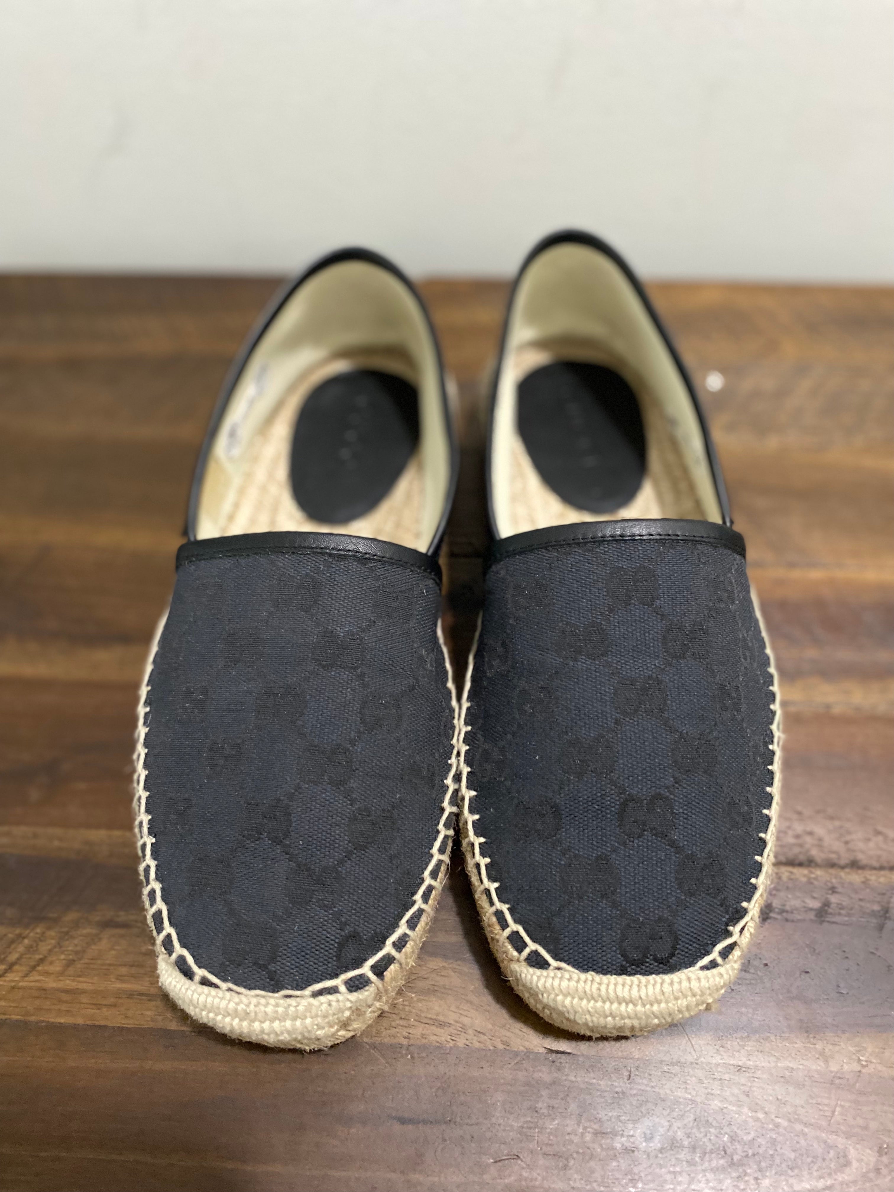 GUCCI GG MONOGRAM CANVAS & LEATHER ESPADRILLE