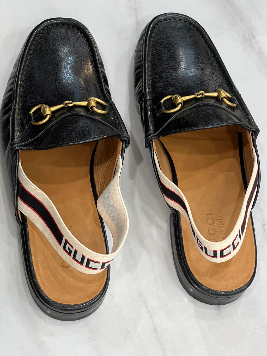 GUCCI GOATSKIN HORSEBIT SLINGBACK MULES