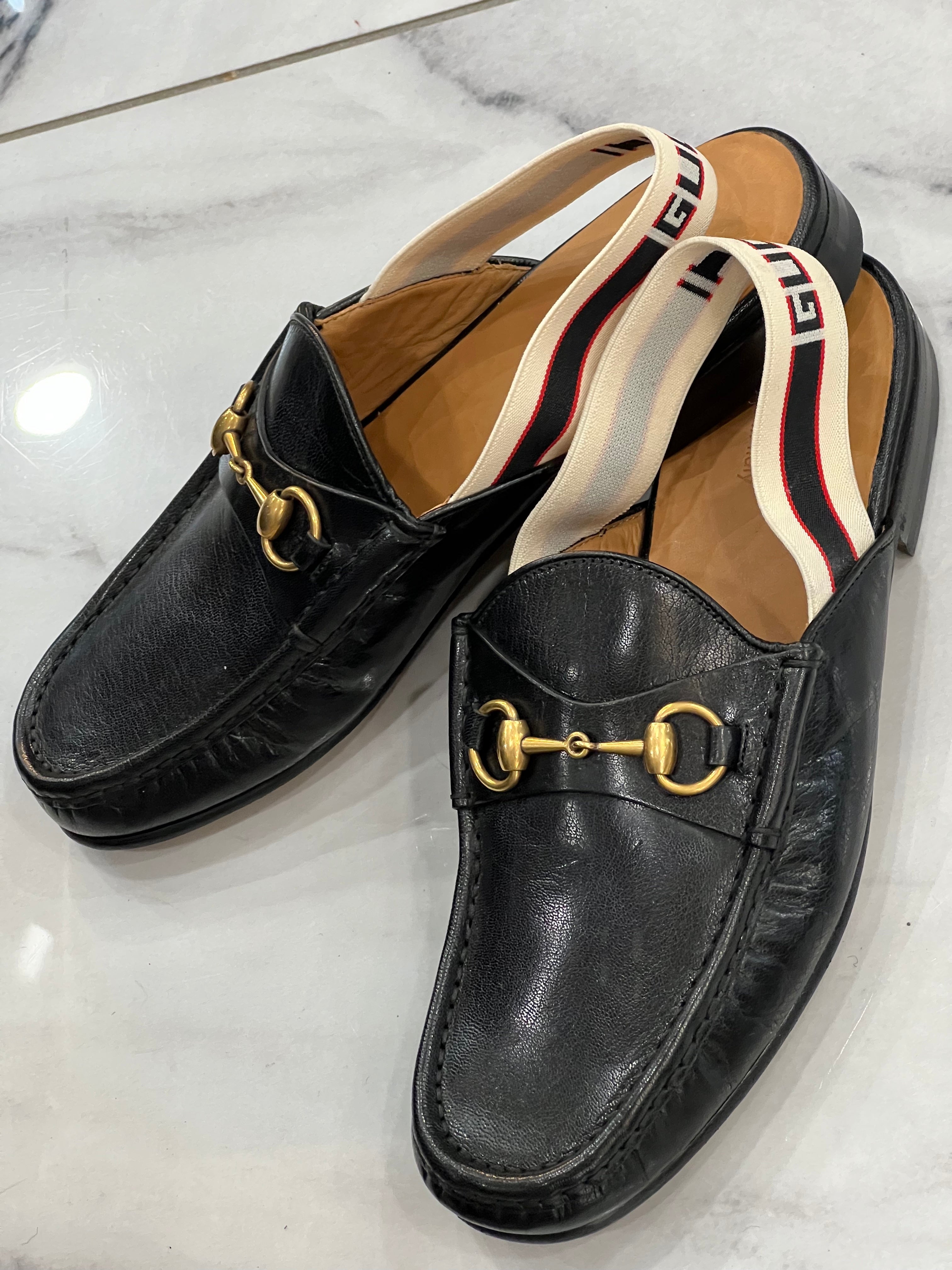 GUCCI GOATSKIN HORSEBIT SLINGBACK MULES
