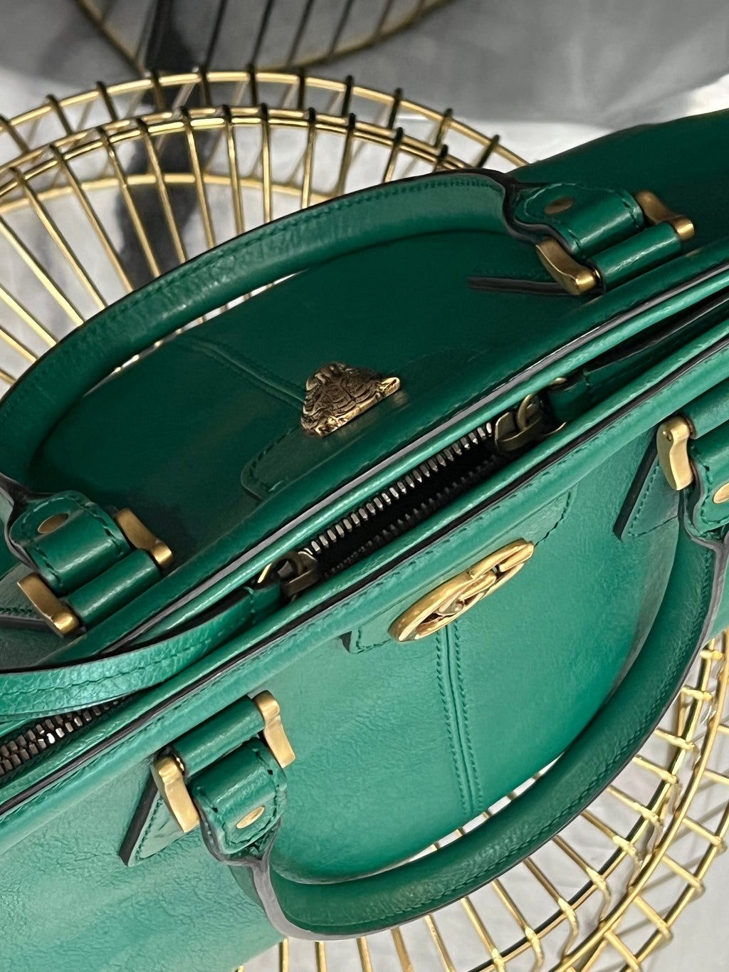 GUCCI LARGE RE BELLE LEATHER DOME BAG