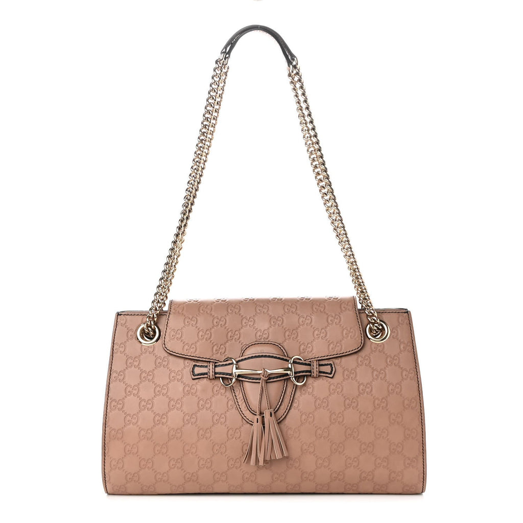 GUCCI GUCCISSIMA EMILY LARGE LEATHER CHAIN BAG