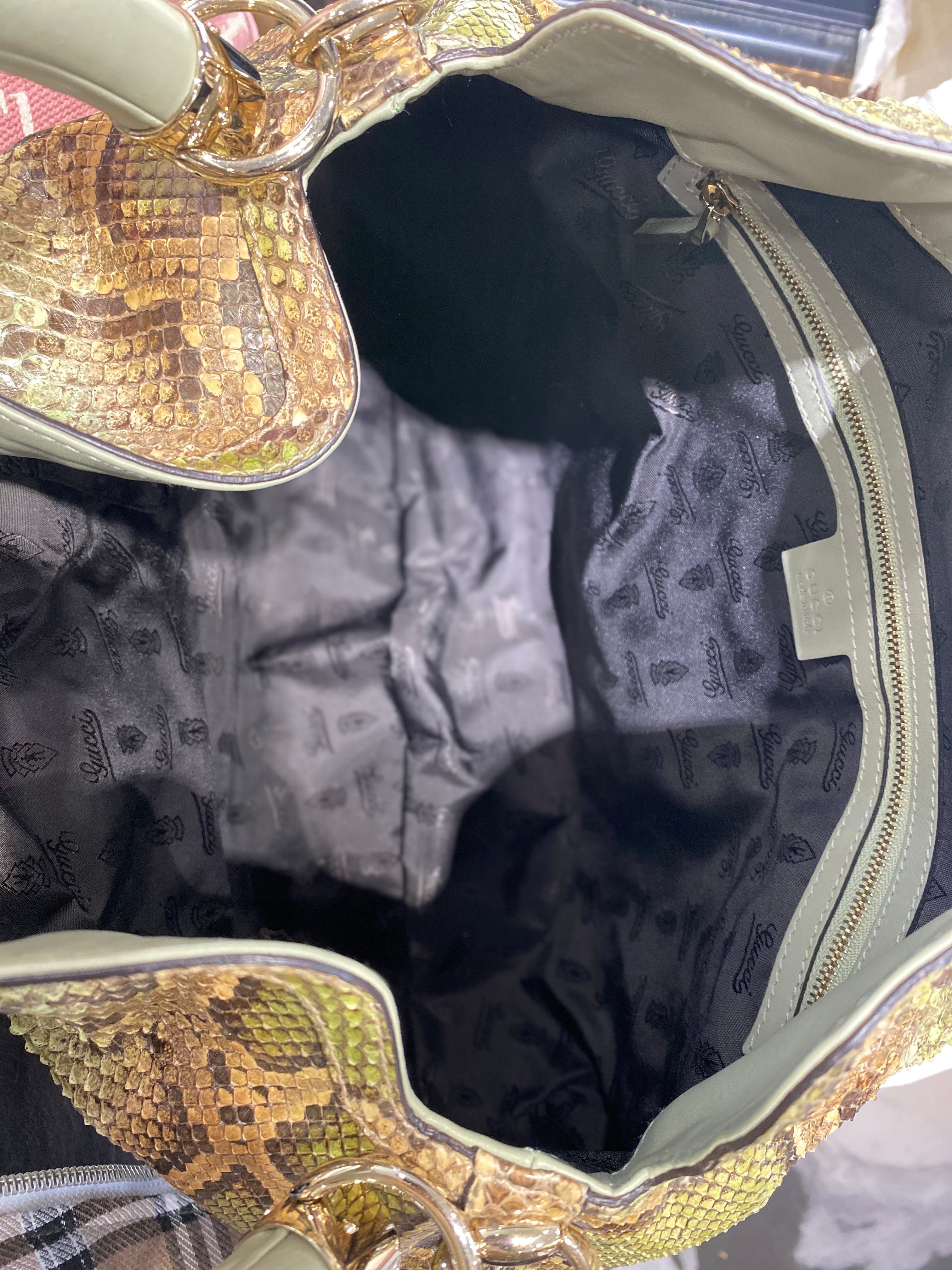 GUCCI BABOUSKA INDY GREEN PYTHON HANDBAG