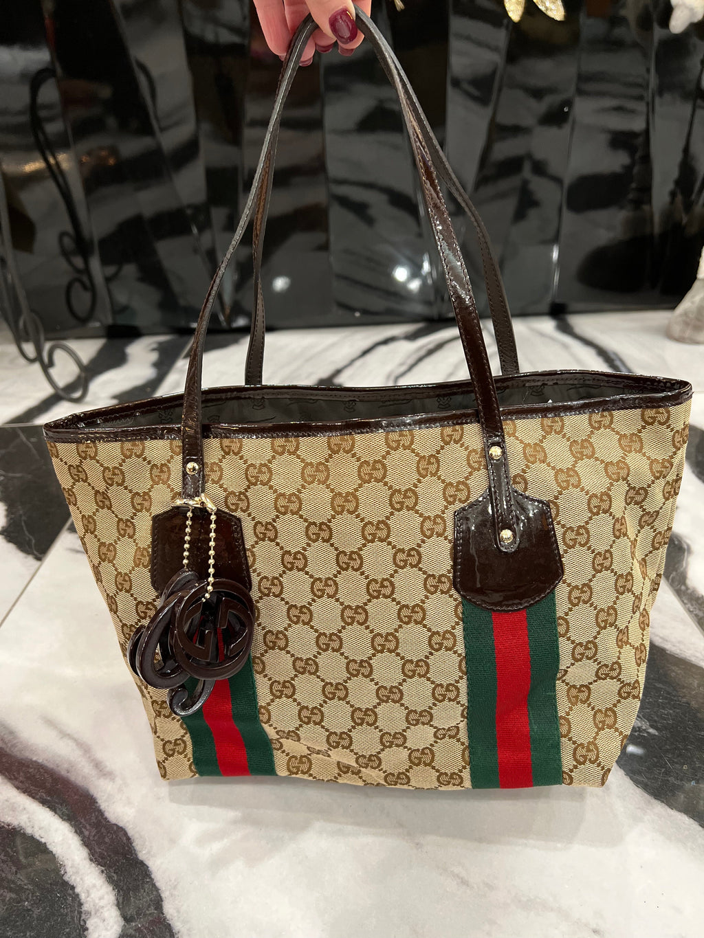 GUCCI GG MONOGRAM WEB JOLIE TOTE BAG