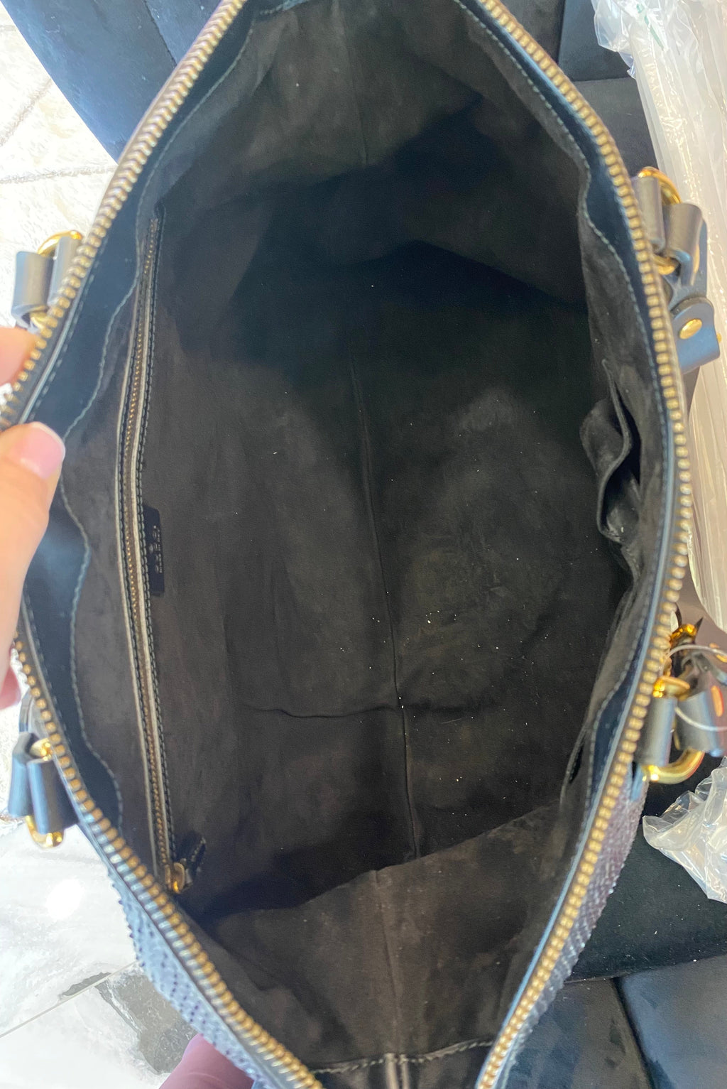 GUCCI PATTI STUDDED PYTHON TOTE BAG