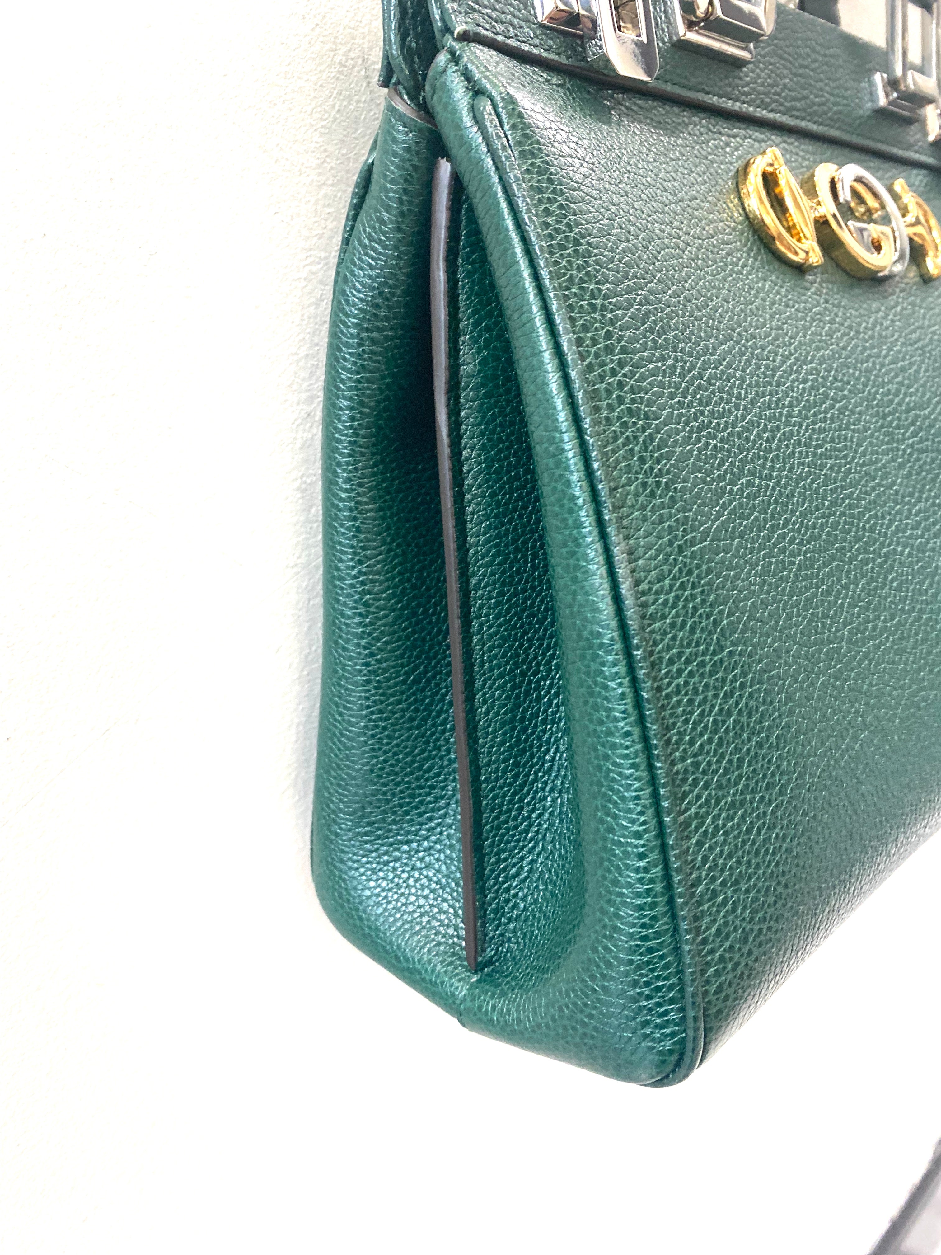 GUCCI PEBBLED CALFSKIN LEATHER ZUMI TOP HANDLE BAG