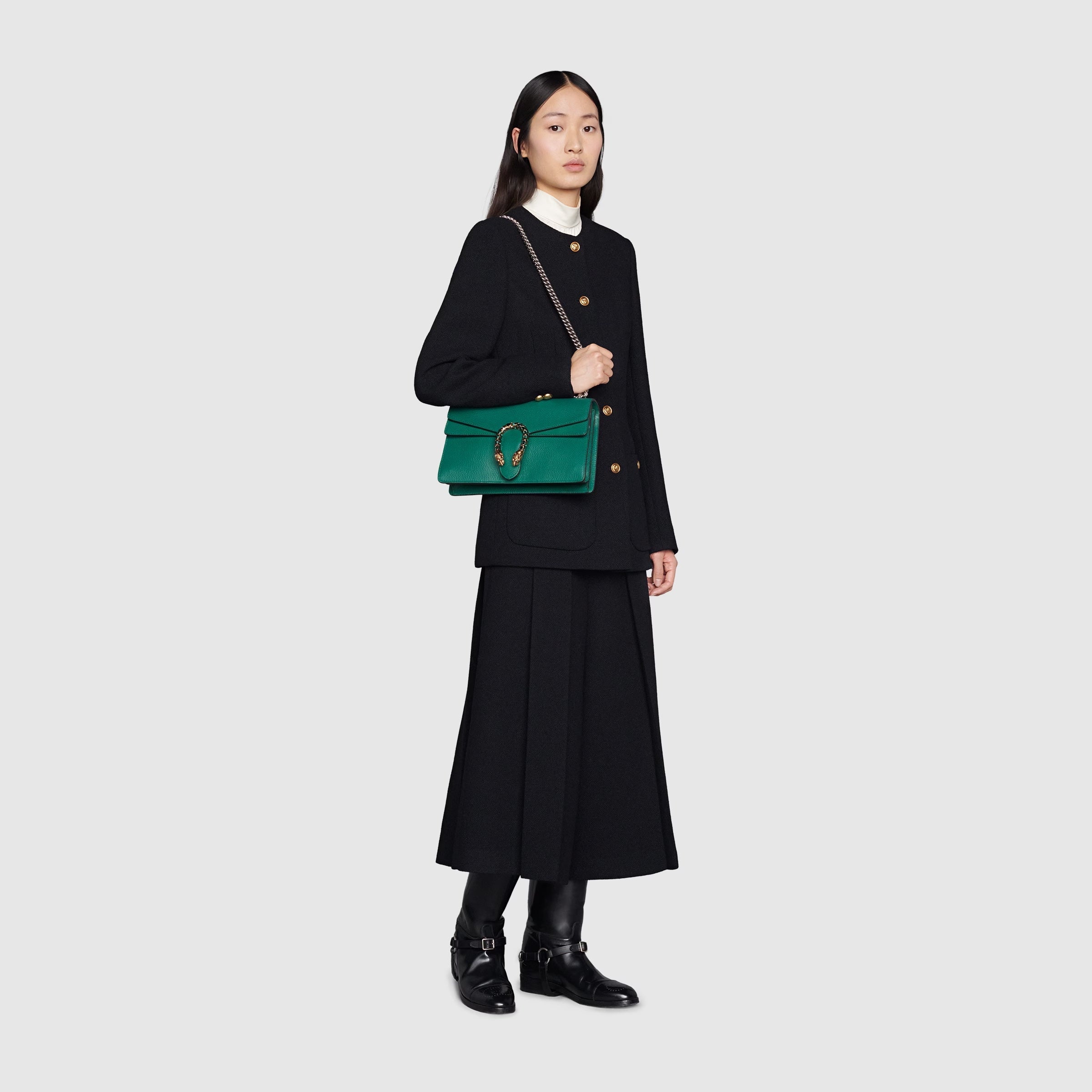 GUCCI DIONYSUS PEBBLED LEATHER SMALL SHOULDER BAG