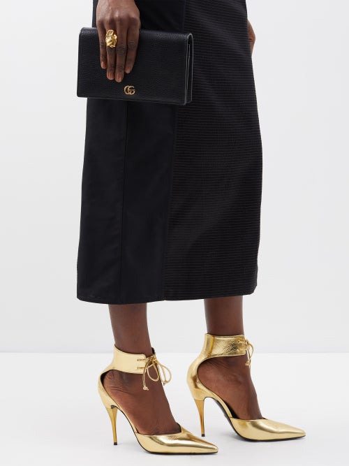 GUCCI PRISCILLA 105 METALLIC LEATHER PUMPS