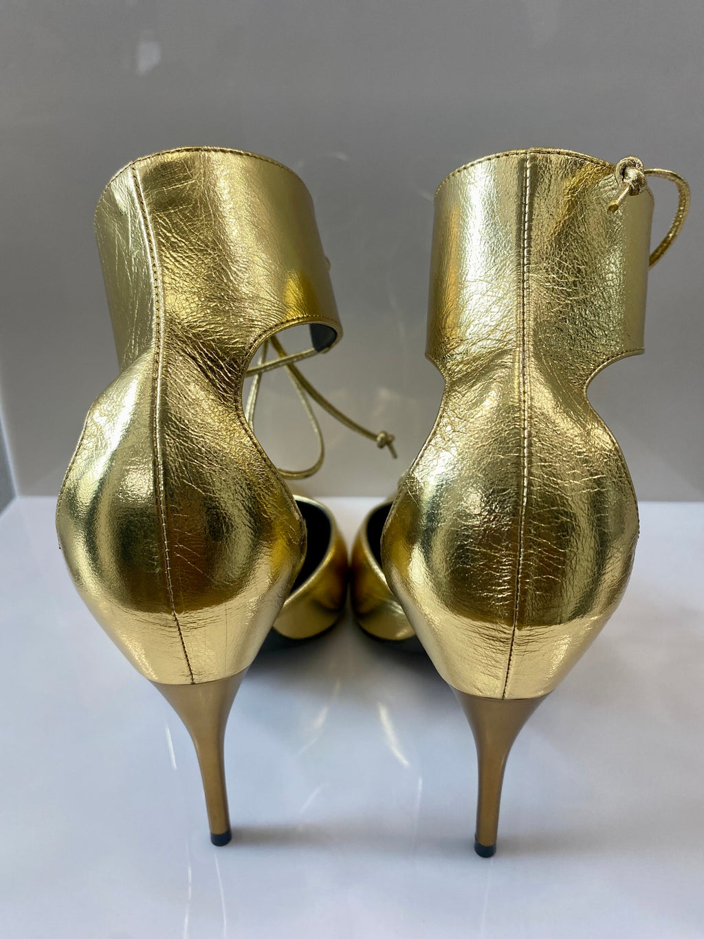 GUCCI PRISCILLA 105 METALLIC LEATHER PUMPS