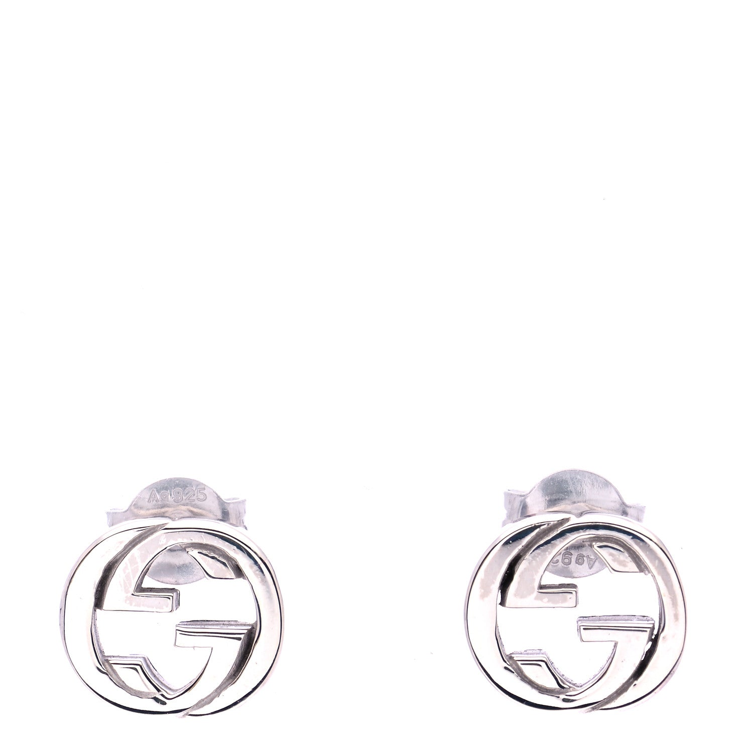 GUCCI INTERLOCKING GG STERLING SILVER STUD EARRINGS