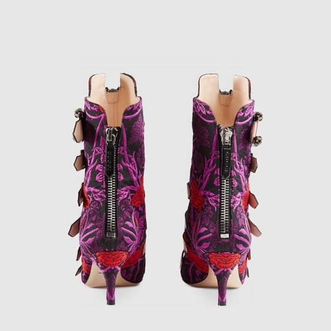 GUCCI SUSAN FLORAL JACQUARD BUCKLE BOOTS