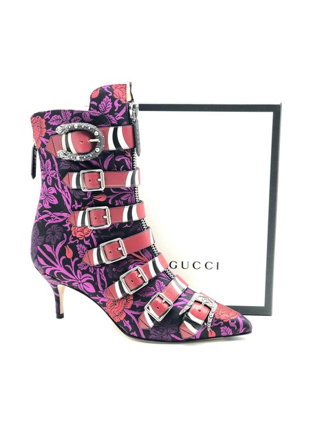 GUCCI SUSAN FLORAL JACQUARD BUCKLE BOOTS