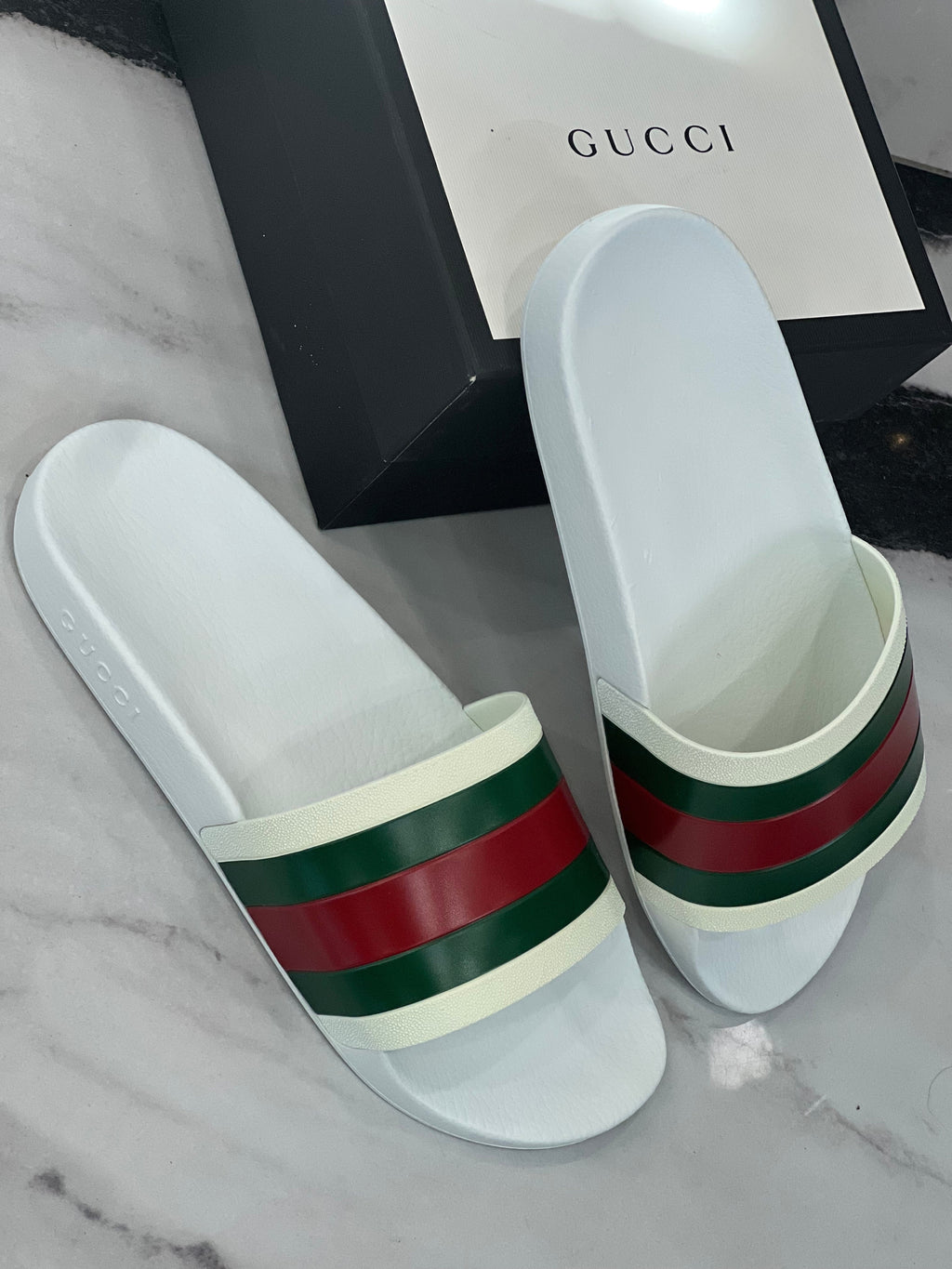 GUCCI WEB STRIPE SIGNATURE MEN'S SLIDES