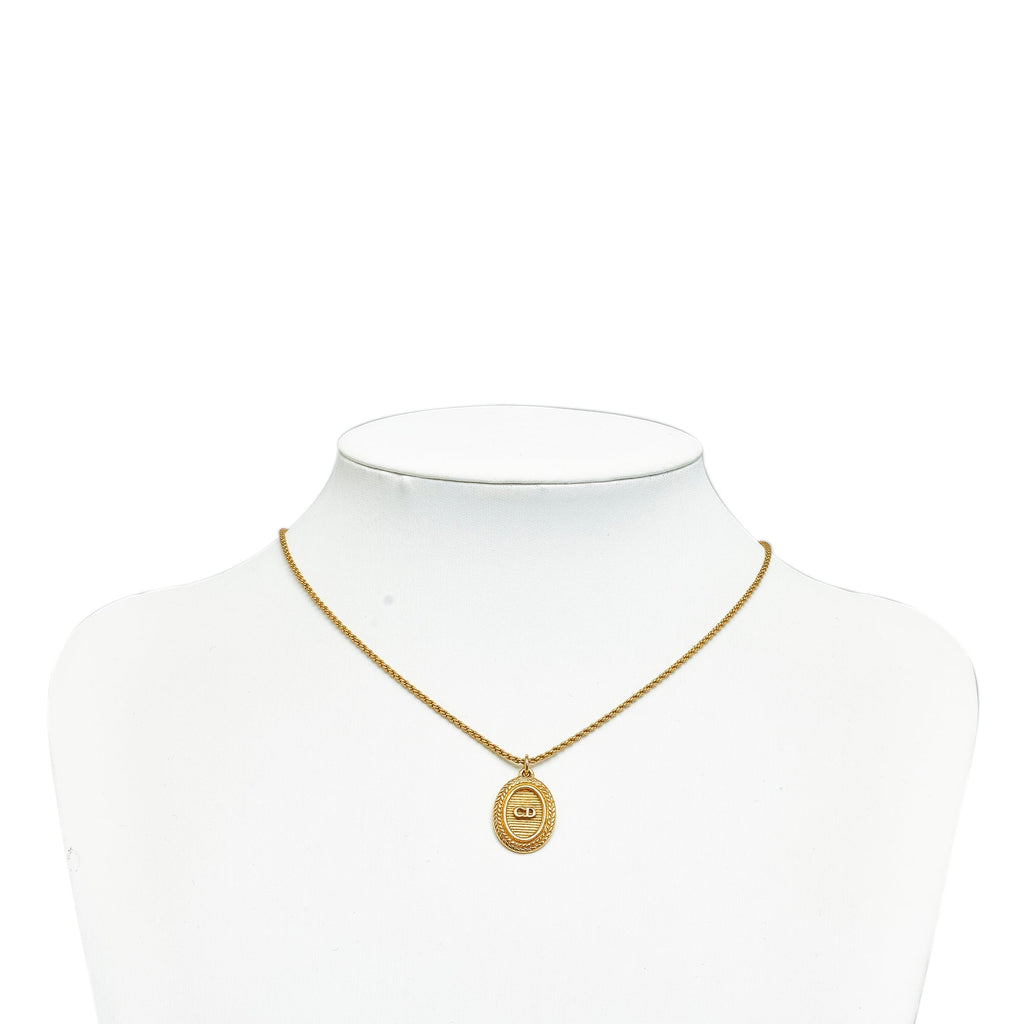 DIOR CD Logo Pendant Necklace Costume Necklace