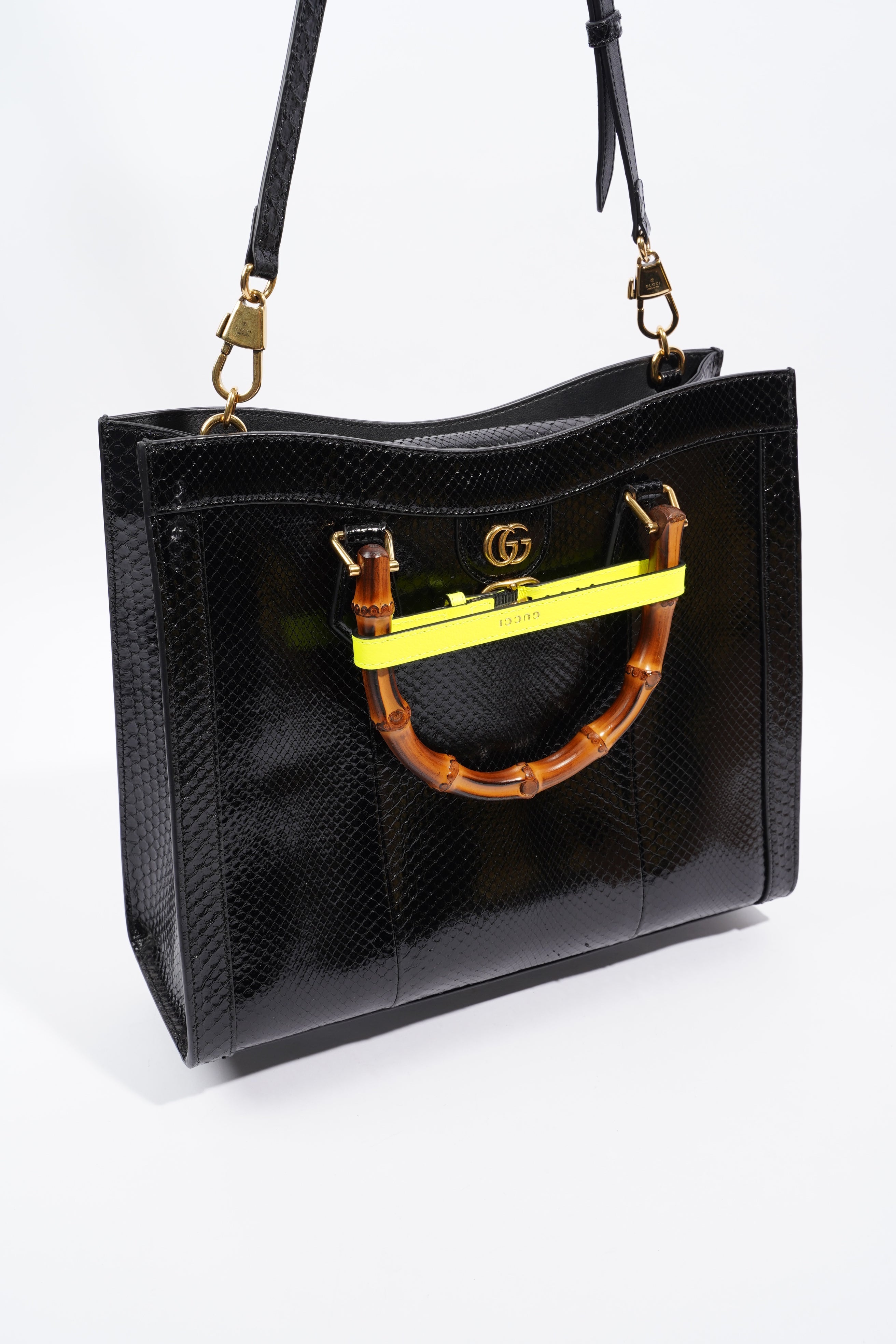 Gucci Diana Python Black Leather Medium