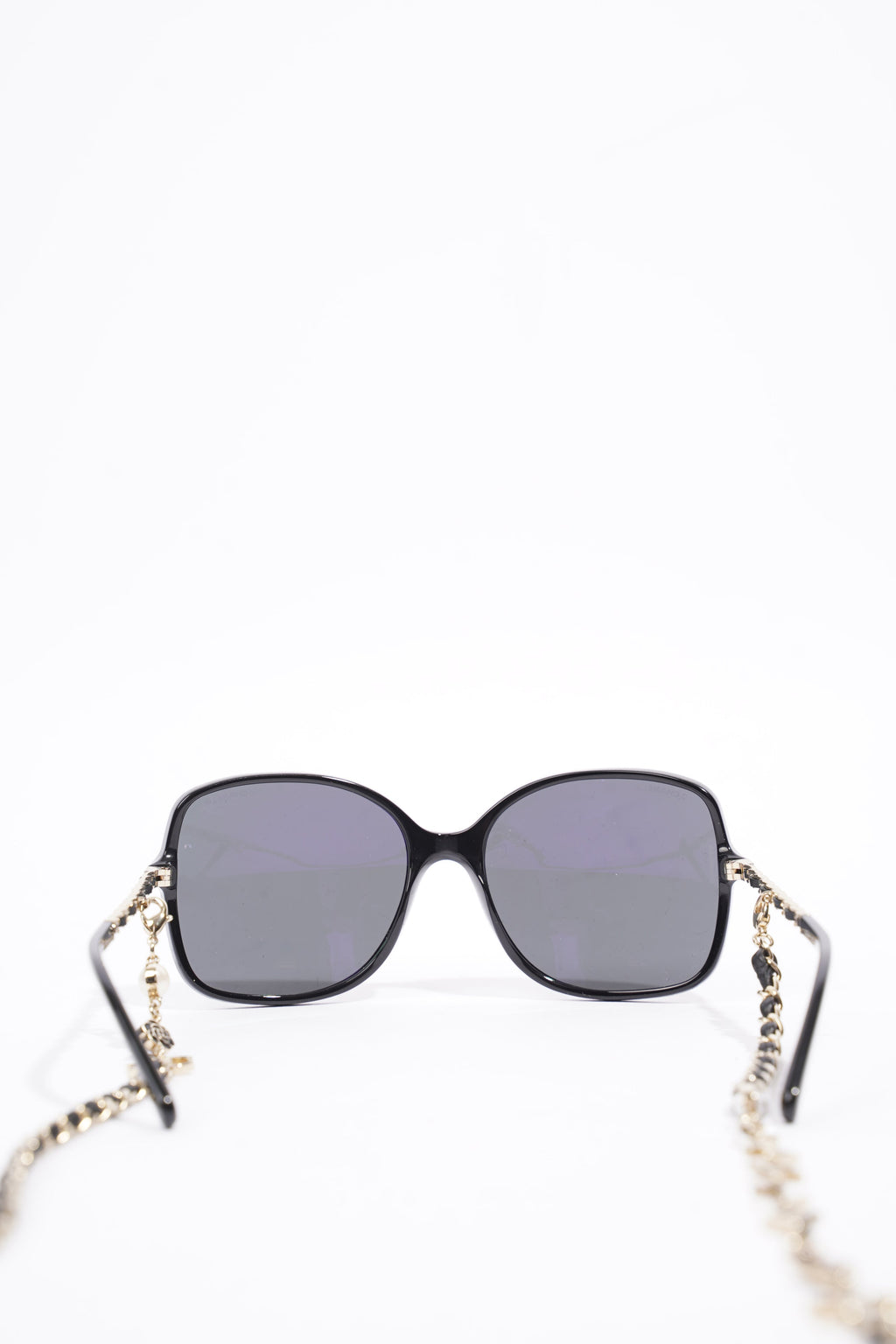 Chanel Square Sunglasses With Chain Black Acetate 57mm 17mm