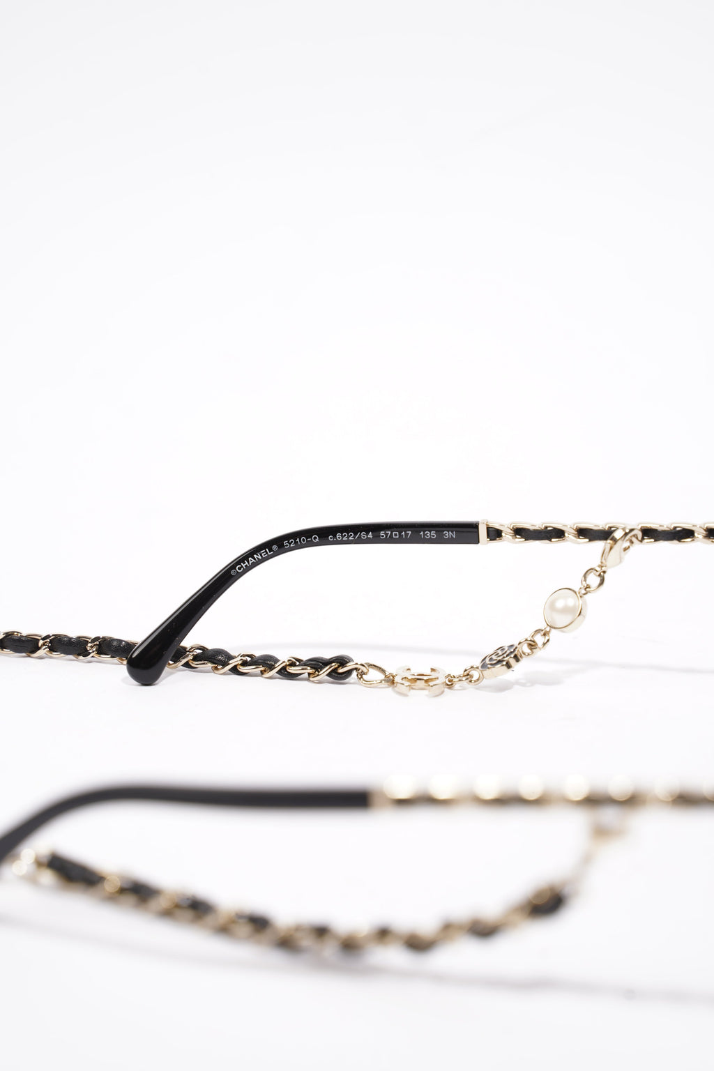Chanel Square Sunglasses With Chain Black Acetate 57mm 17mm