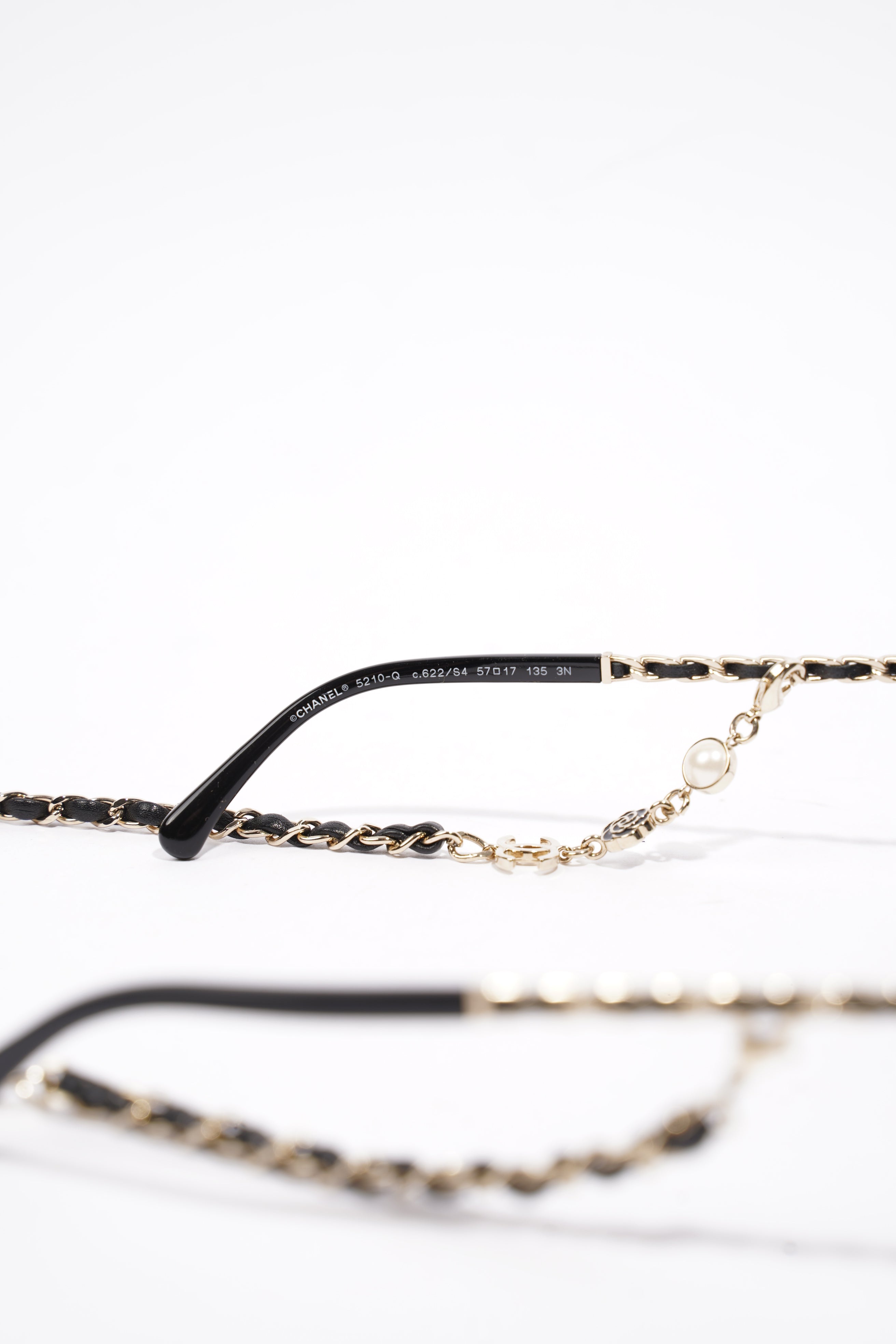 Chanel Square Sunglasses With Chain Black Acetate 57mm 17mm