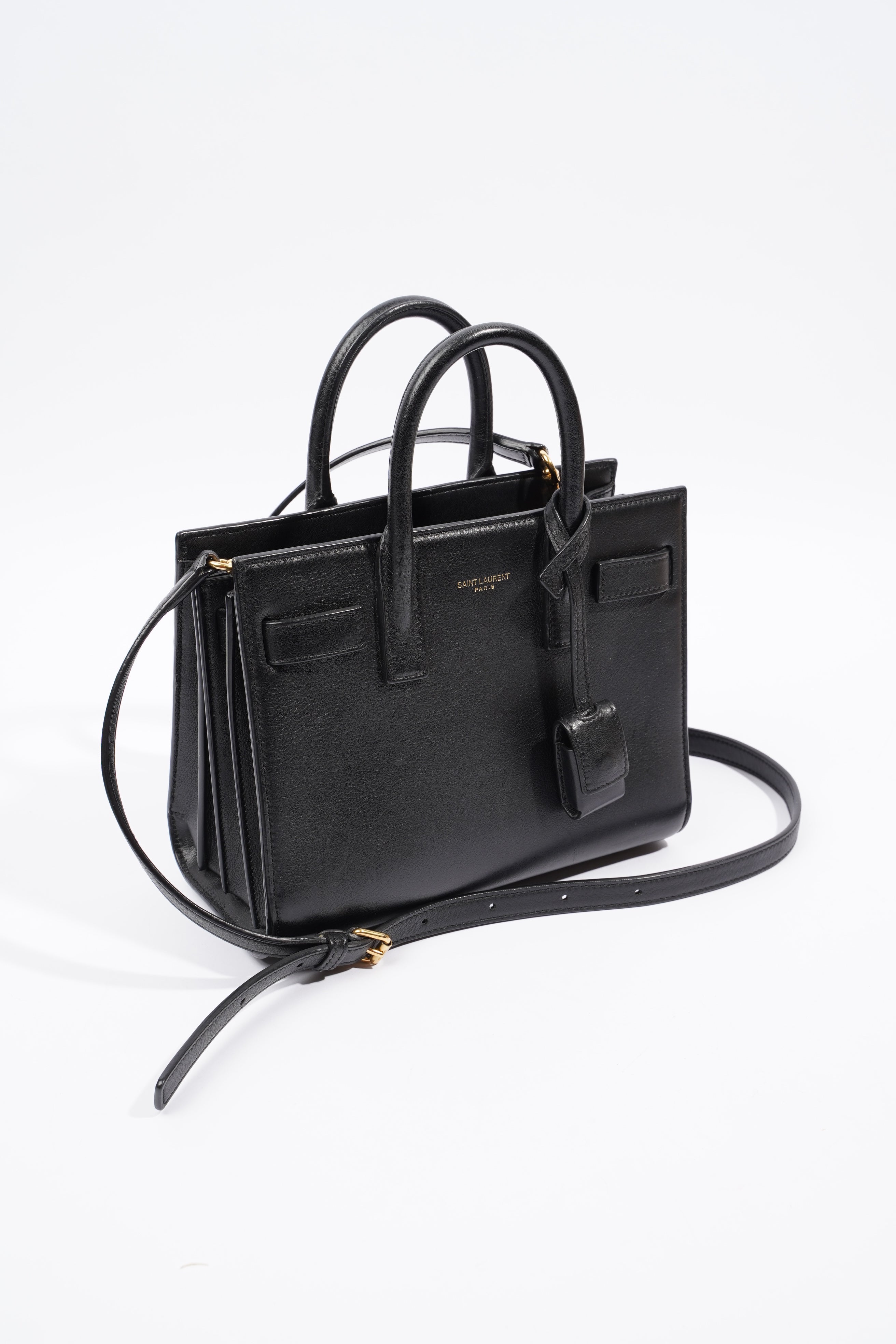 Saint Laurent Sac De Jour Black Calfskin Leather Nano