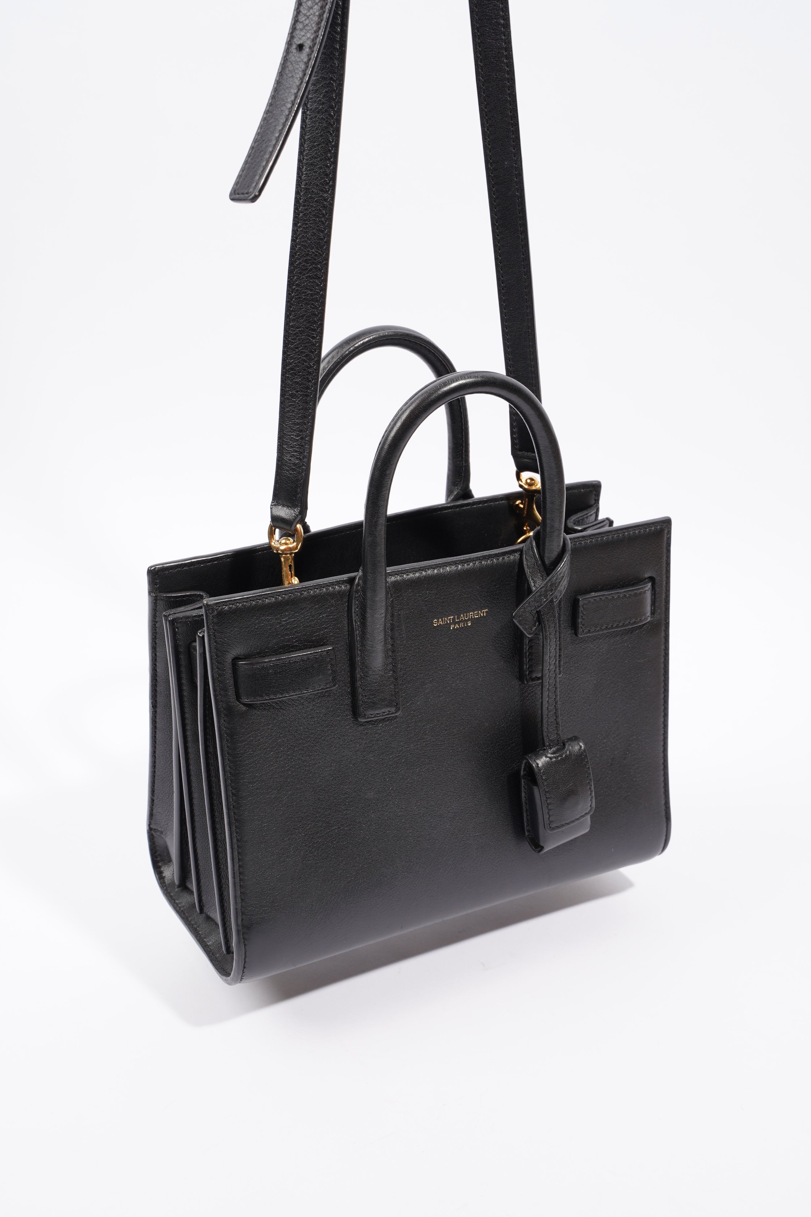 Saint Laurent Sac De Jour Black Calfskin Leather Nano
