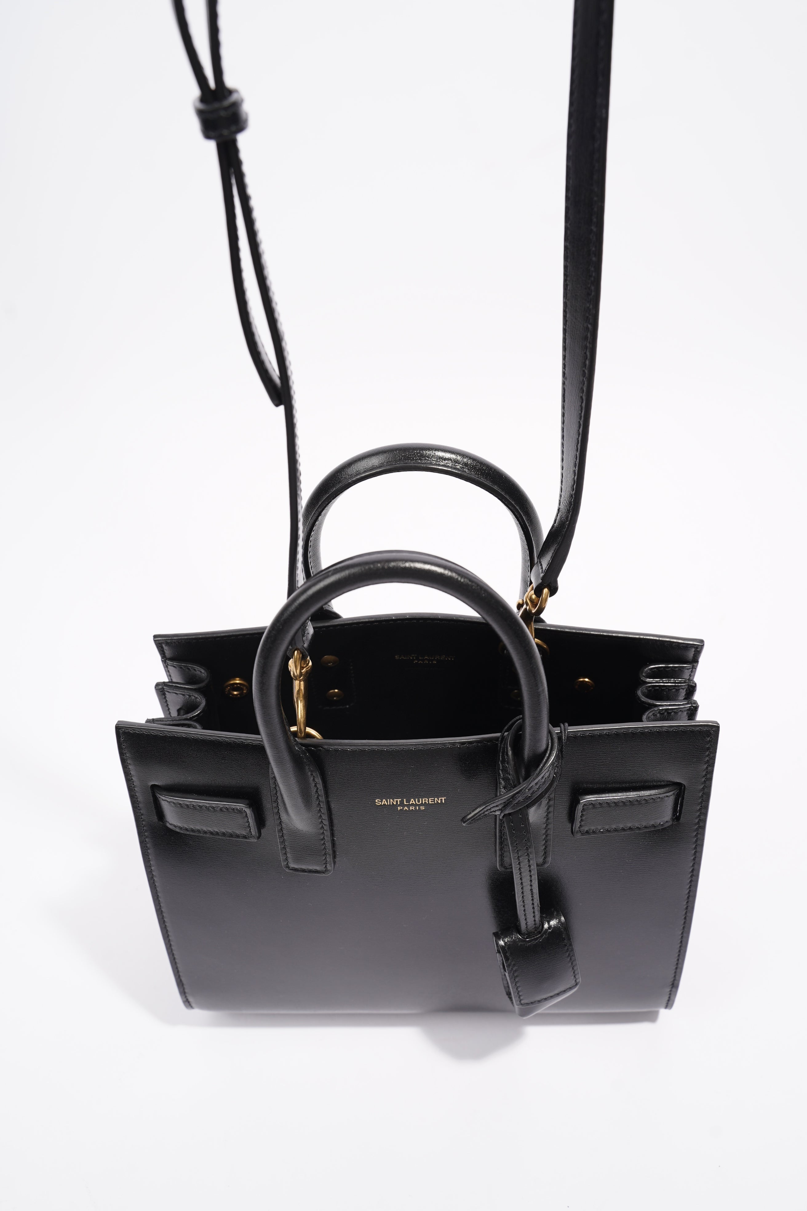 Saint Laurent Sac De Jour Black Calfskin Leather Nano