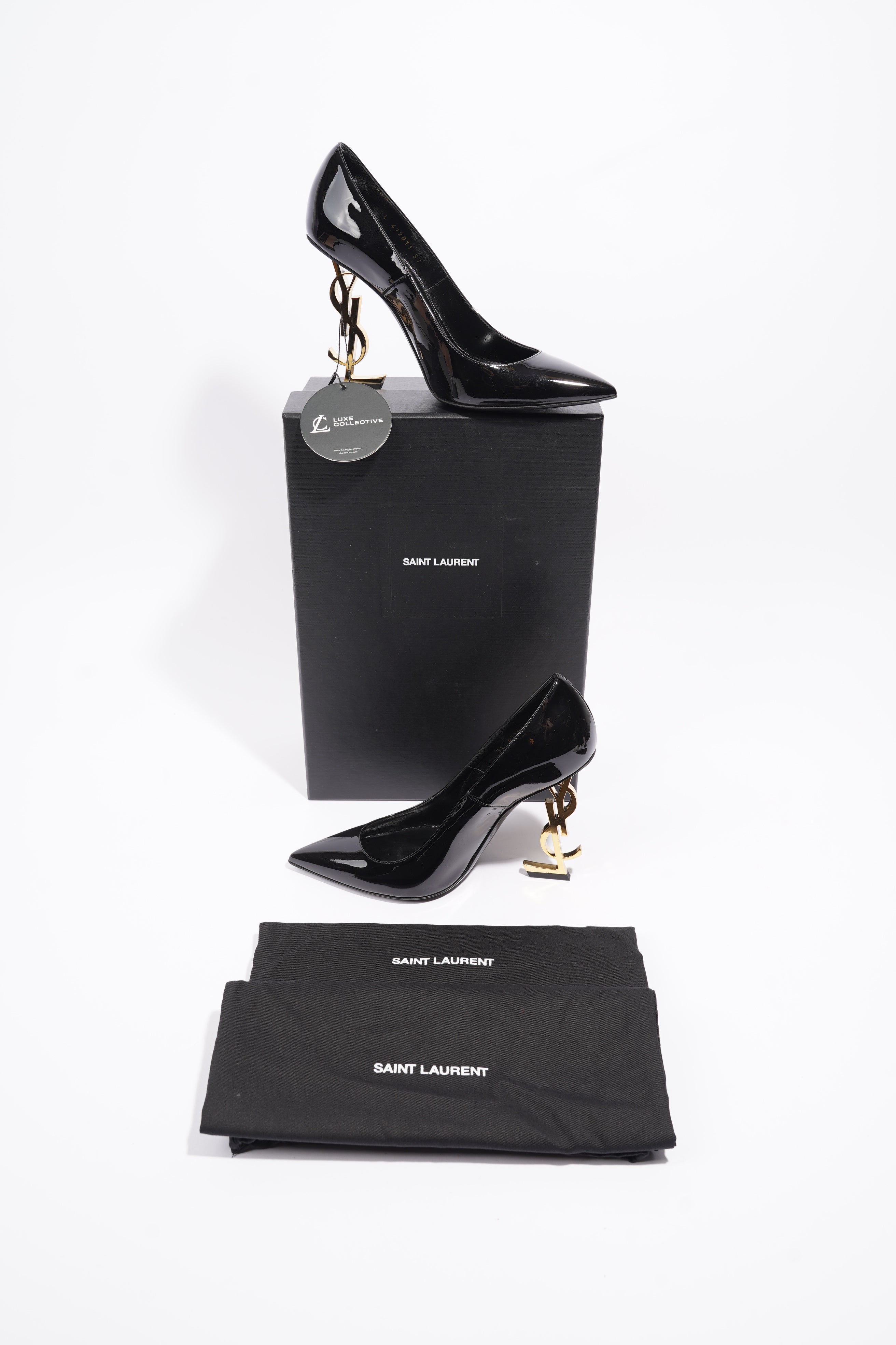 Saint Laurent Opyum Heel 110 Black Patent Leather EU 37 UK 4