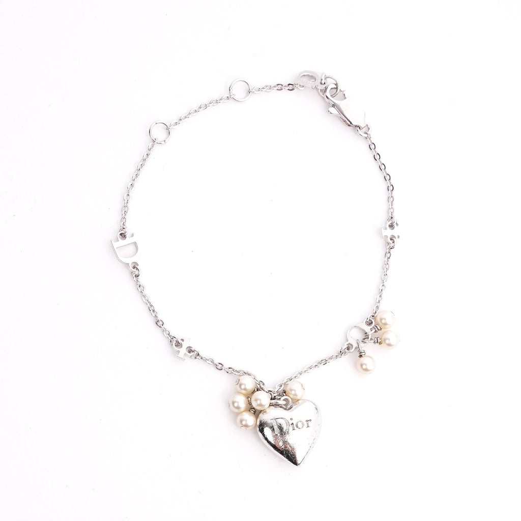 Christian Dior Heart Bracelet Silver Base Metal
